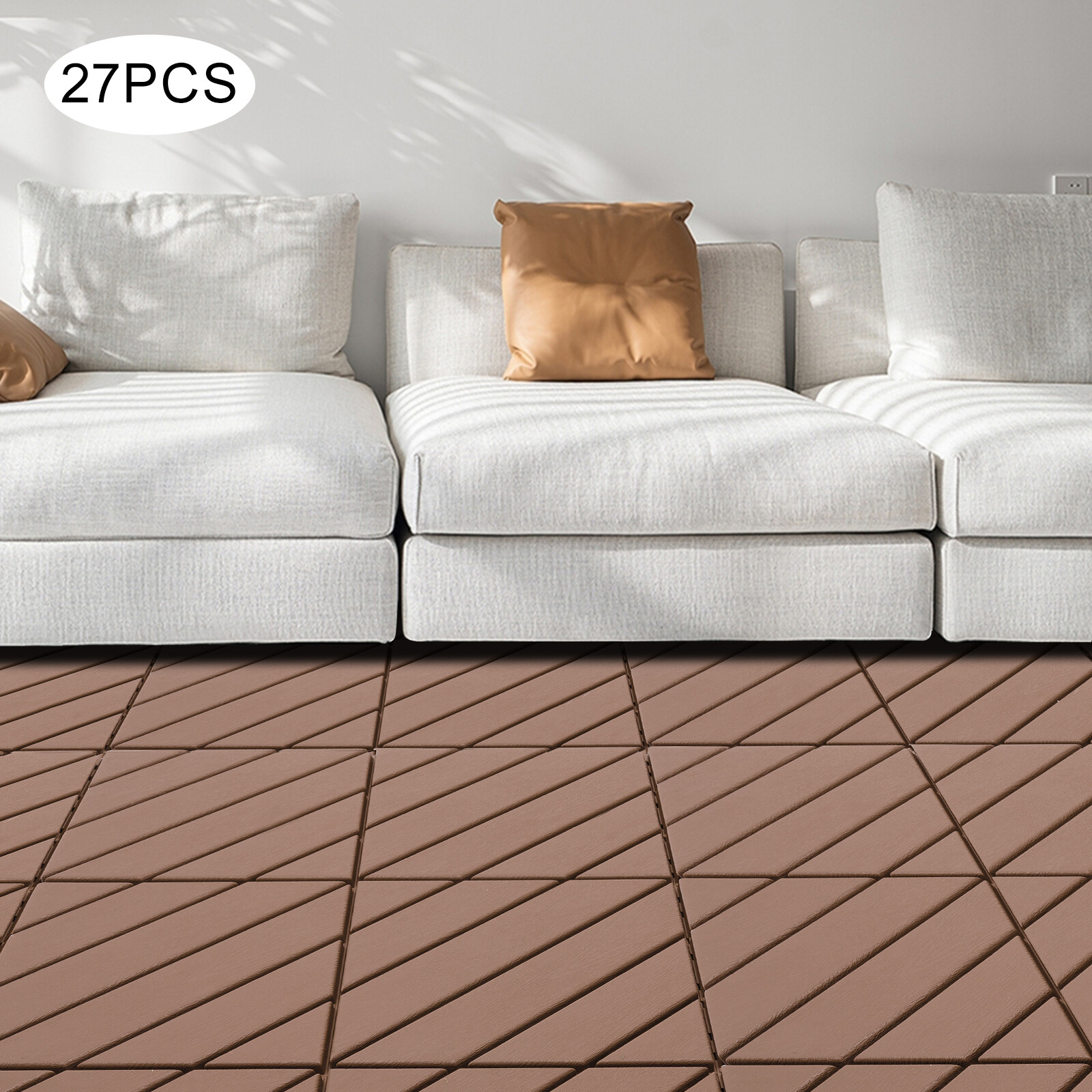 27 PACK Plastic Interlocking Deck Tiles Outdoor Patio Flooring Coffee 12″x12″.