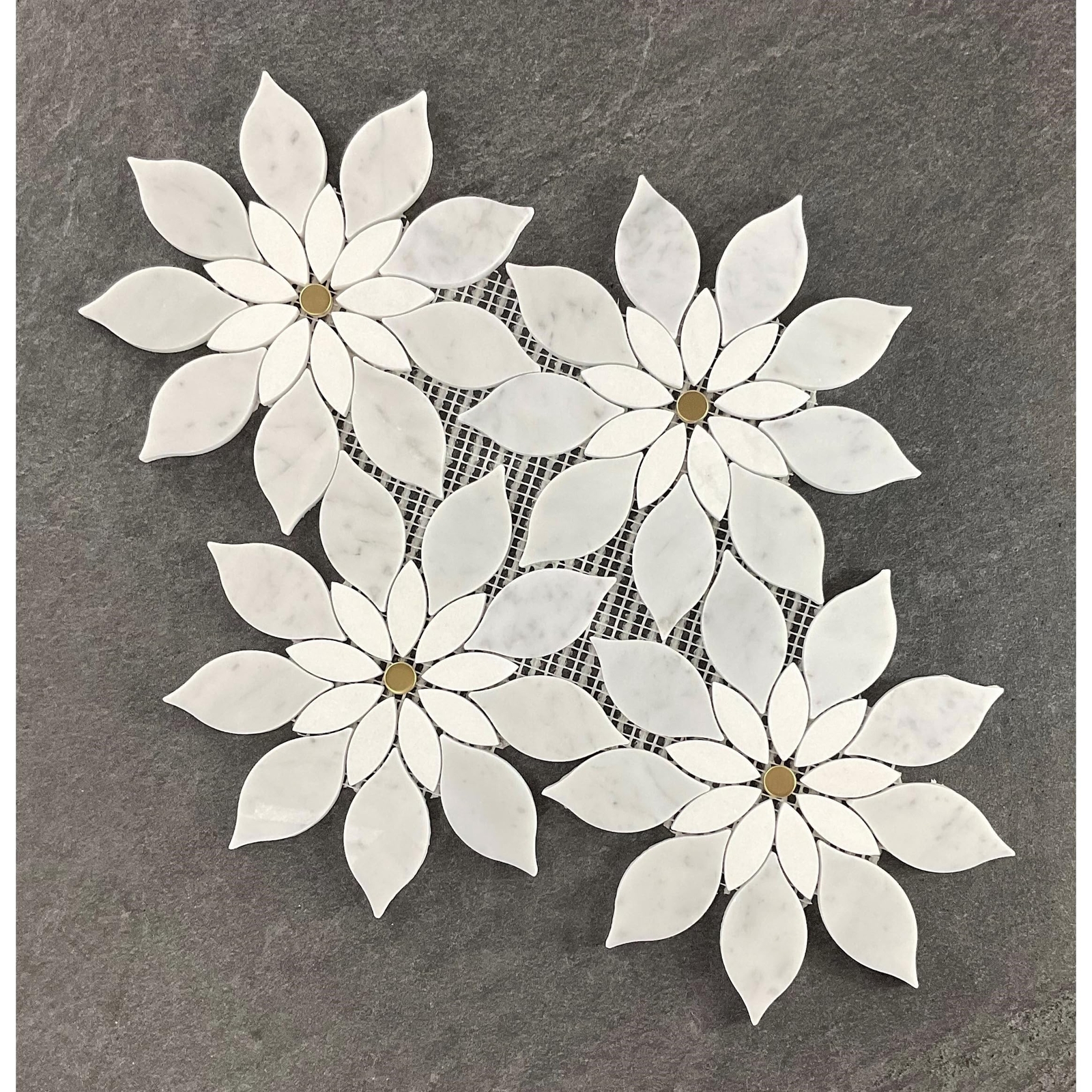 Flower attern Waterjet Marble Mosaic Wall Tiles Case 7 Sheets White Irregular