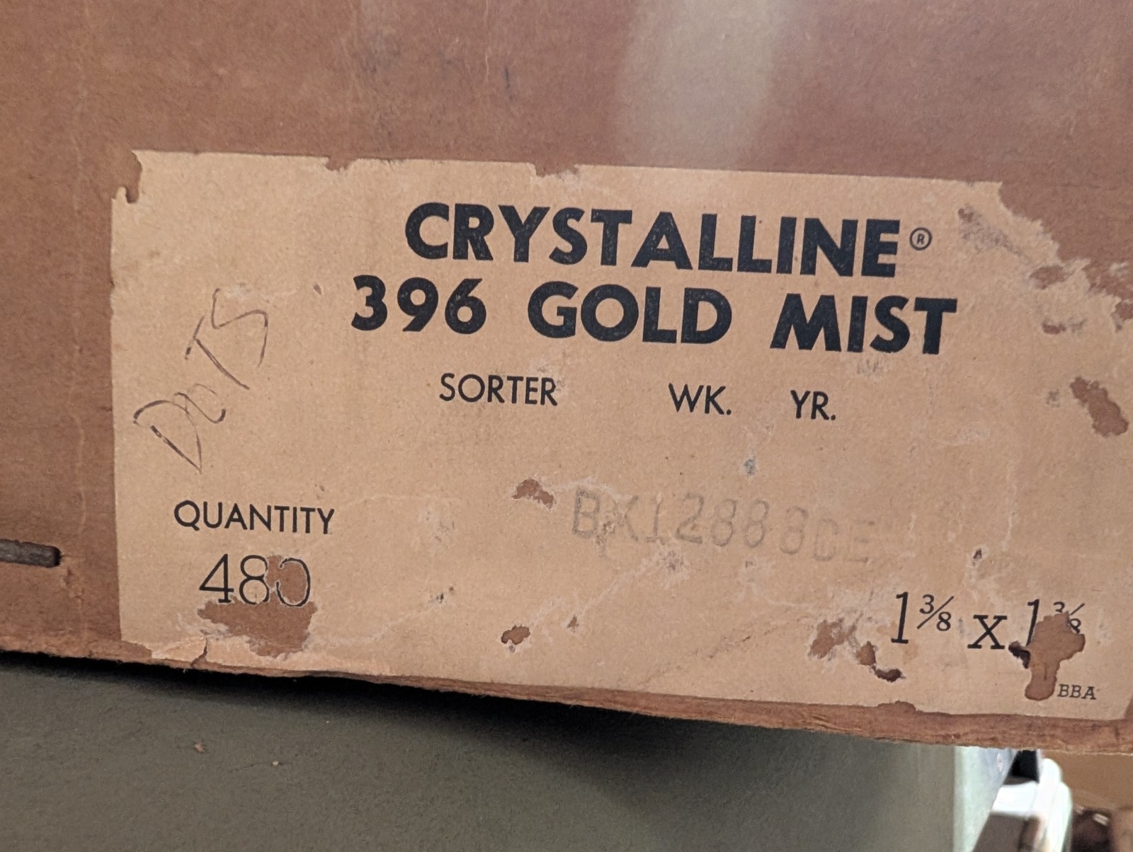 10 pcs American Olean 396 Crystalline Gold Mist 1-3/8″ ceramic tile Dots NOS