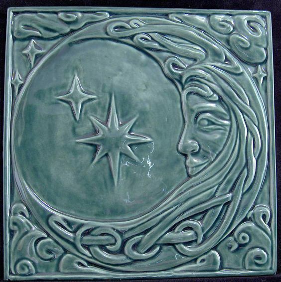 Art Nouveau Vintage Ceramic Tile Rare REPRODUCTION – Flat Surface, Not 3D !!