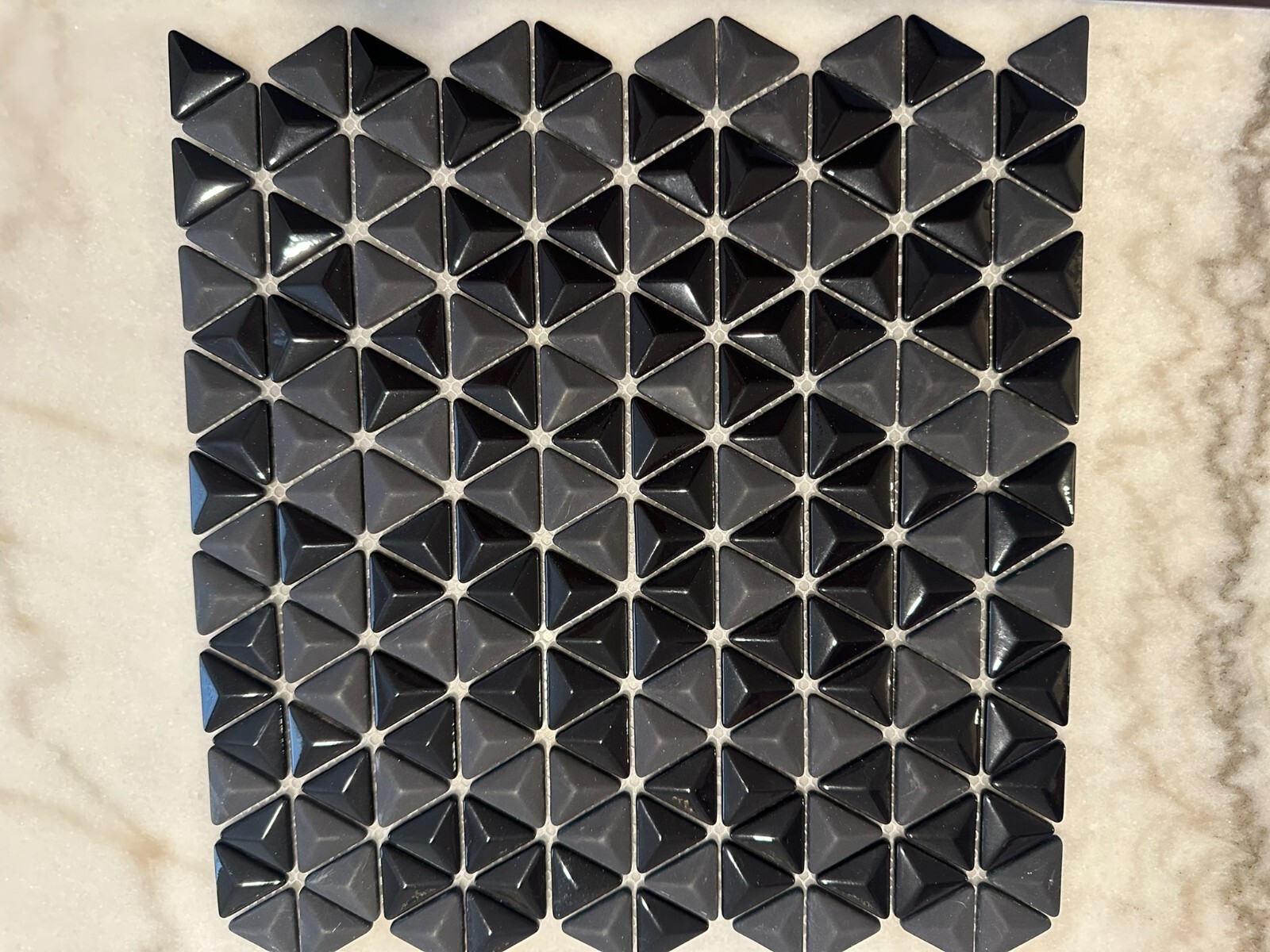 Black Triangle Matte and Glossy Mixed Mosaic Glass