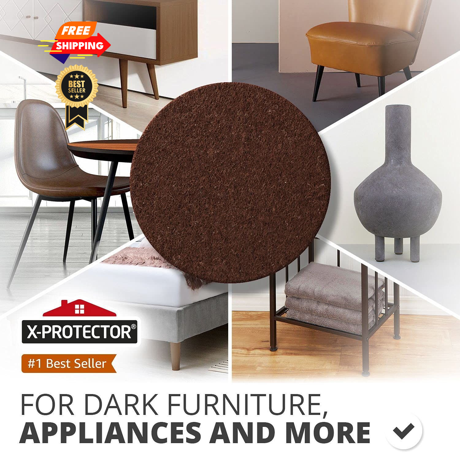 X-PROTECTOR 357 pcs Premium Huge Pack Felt Furniture 357 PCS Brown, Brown