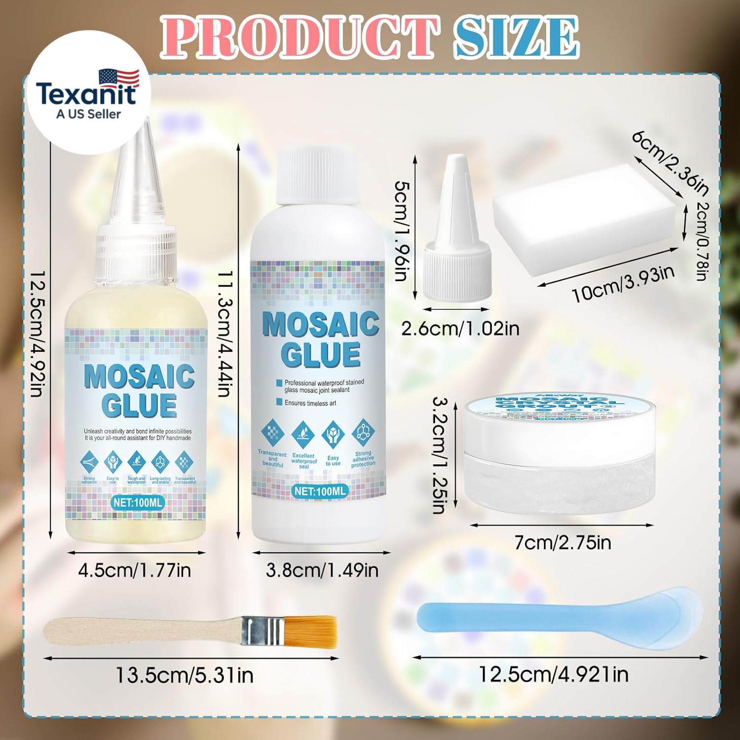 Mosaic Kit, Mosaic Grout, Glue and Seam Sealant Agent Waterproof Strong Adhesive
