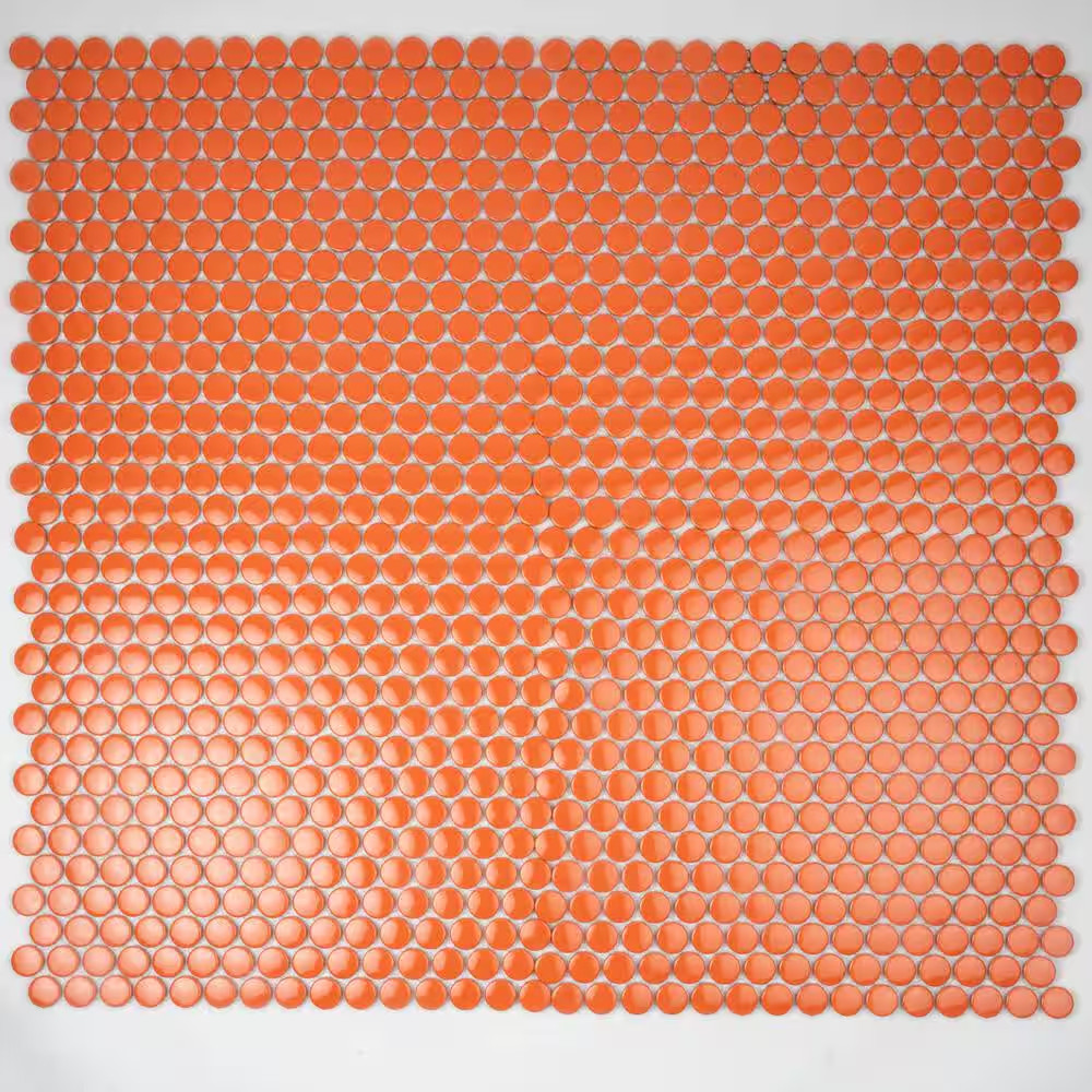 Cirkel Orange 11.46 In. X 12.4 In. Glossy Porcelain Mosaic Wall and Floor Tile (