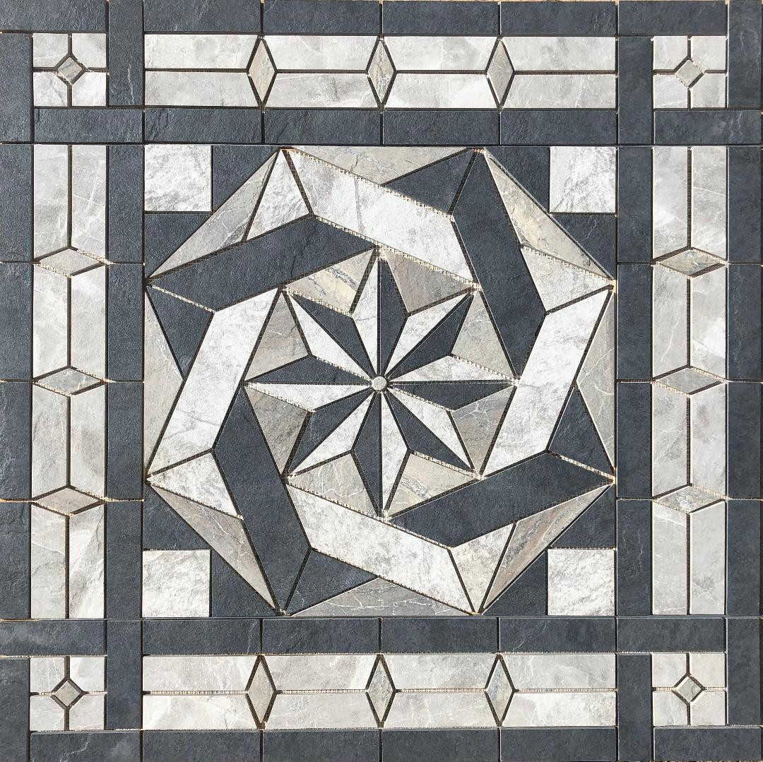 36″ x 36″ Tile Medallion Mosaic – Happy Floors Eternity & Phoenix tile series