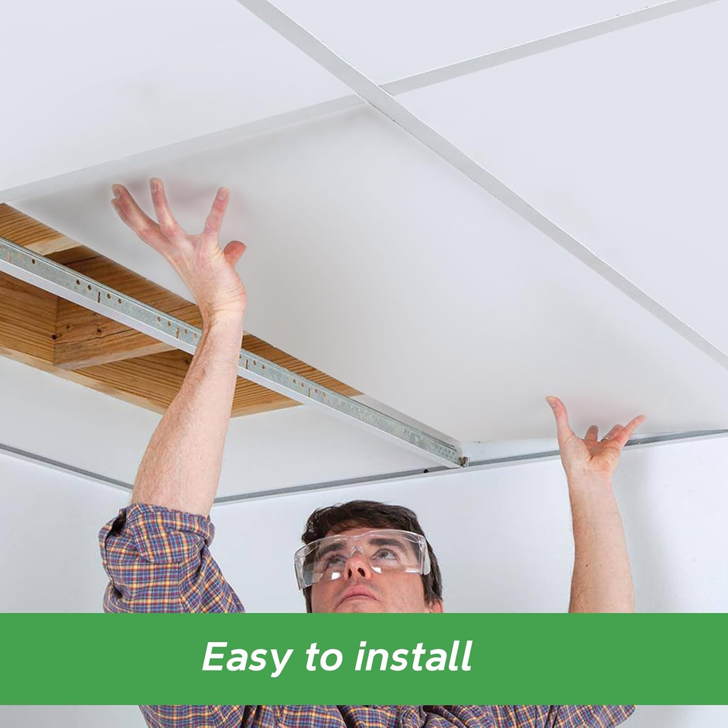 PVC Drop Ceiling Tiles 2′ x 4′, Waterproof, Fire-Rated, Pack of 10