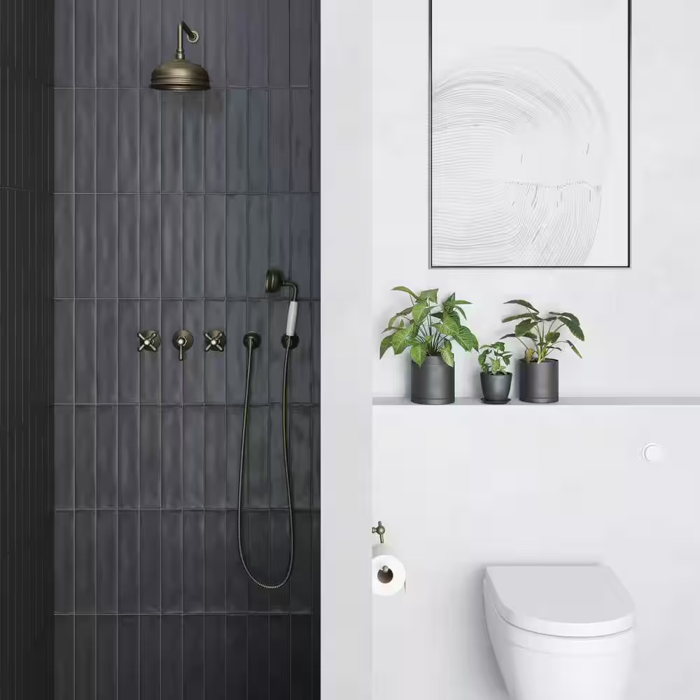 Clara 2.75 In. X 11 In. Matte Noir Porcelain Floor Subway Tile (6.35 Sq. Ft./Cas