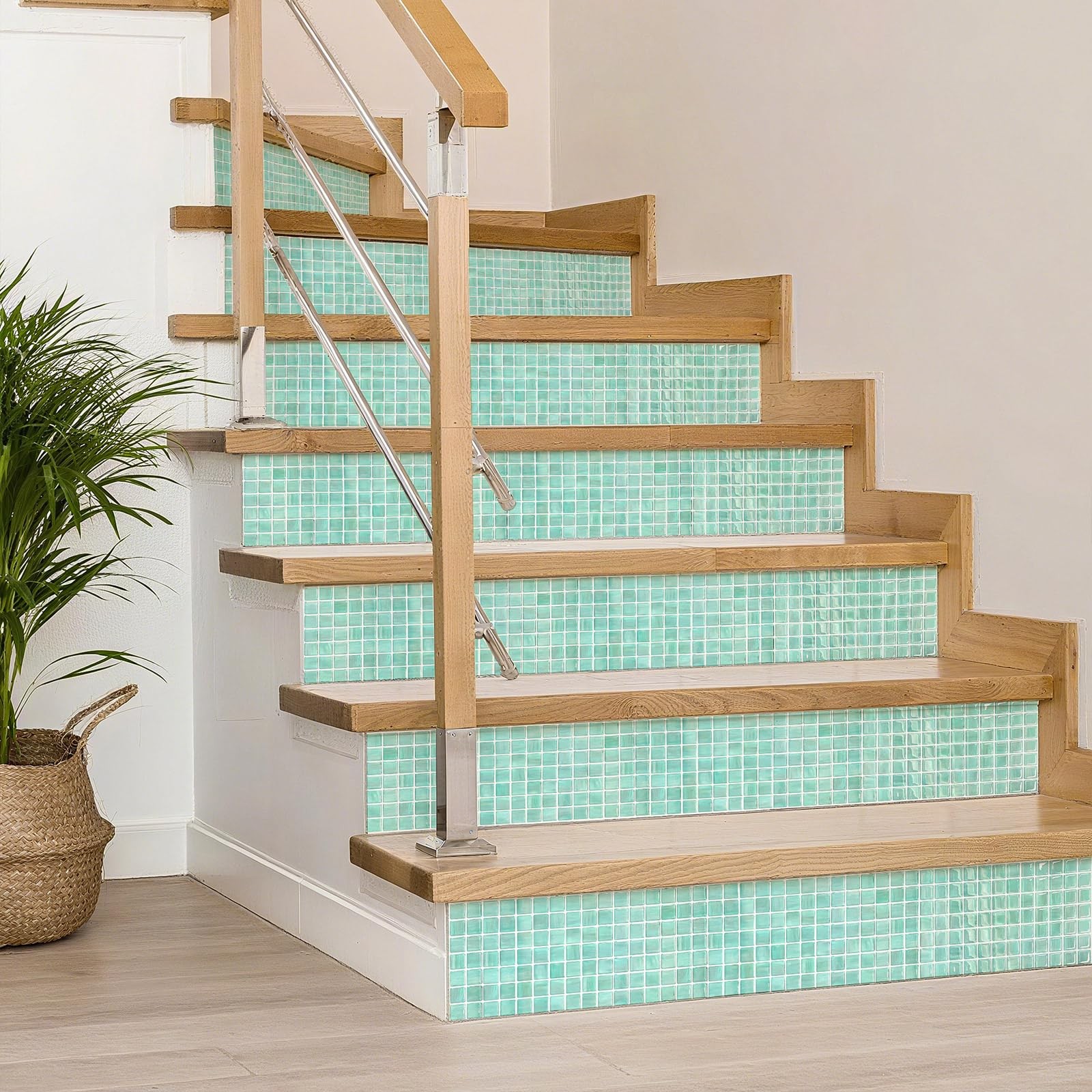 Walanz 5 Pcs Peel and Stick Backsplash,3D Adhesive Wall Tiles-Ocean Jade