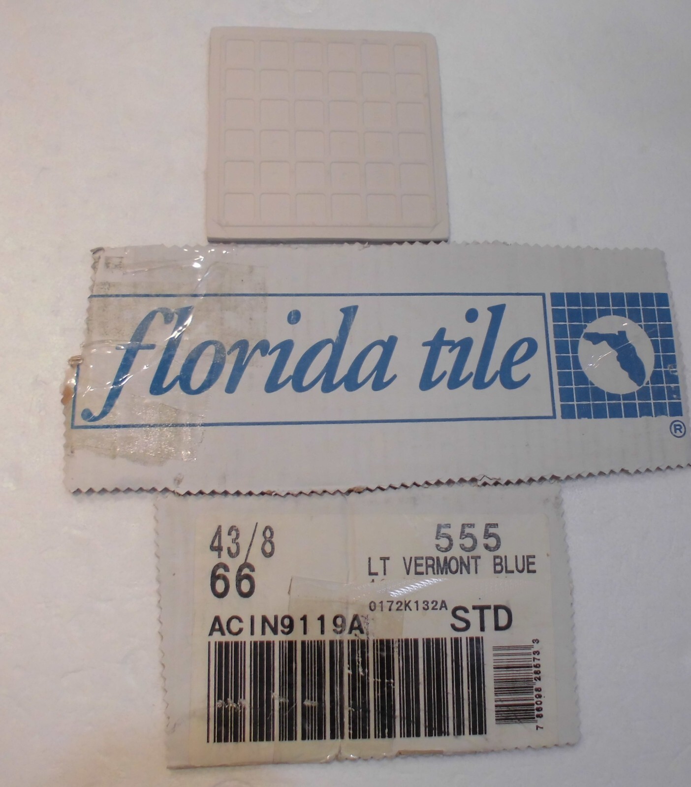 1 pc. Vermont Light Blue: 4-3/8″ Glossy Ceramic Tile by Florida Tile Co. NEW