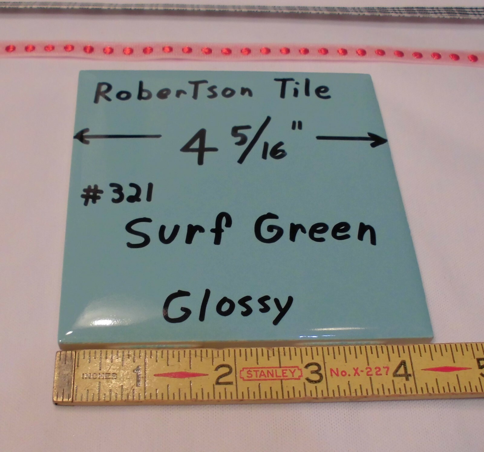 1 pc. Vintage Ceramic Tile *Blue-Greenest* 4-3/8″ by Robertson Tile Co. (NOS)