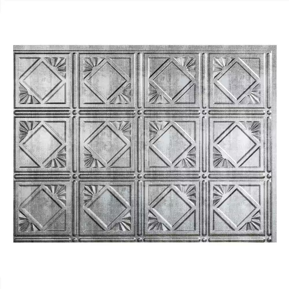 18.25 In. X 24.25 In. Crosshatch Silver Traditional Style # 4 PVC Decorative Bac