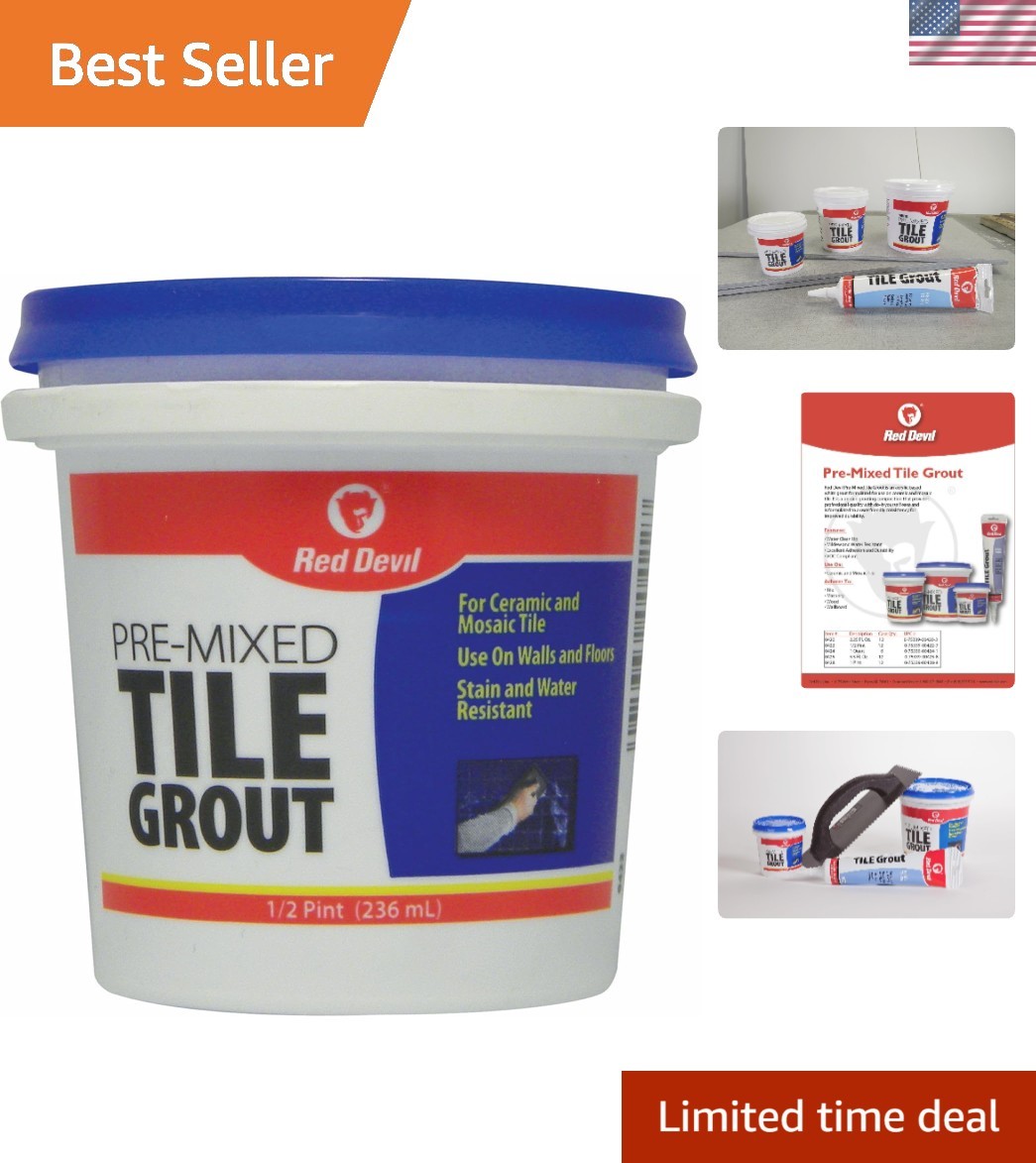 8 Fl Oz White Pre-Mixed Tile Grout – Superior Adhesion for Walls & Floors