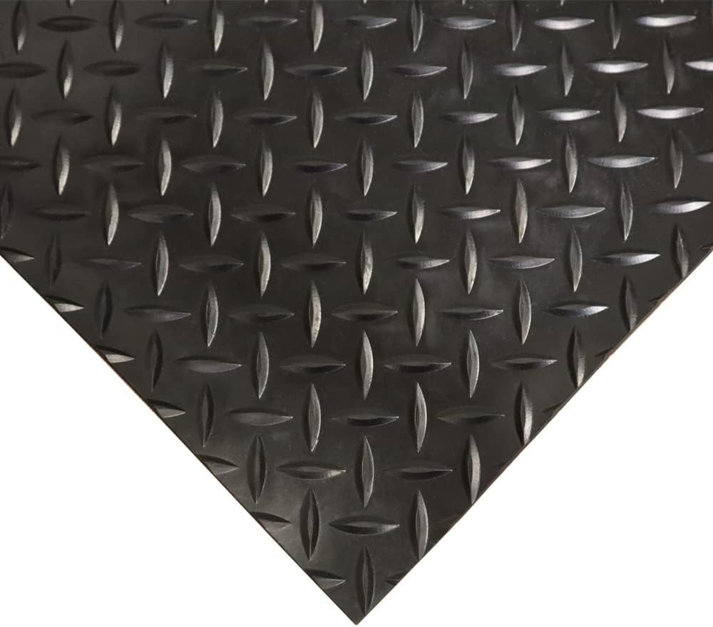Durable Diamond-Plate Rubber Flooring Roll – 4ft x 1ft – Slip-Resistant Design