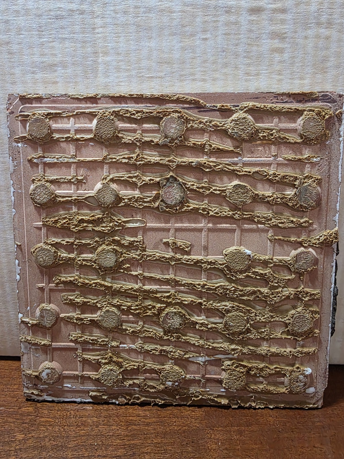 1970s Vintage Ceramic Floral Pattern Green/Floor Tiles Made In Italy