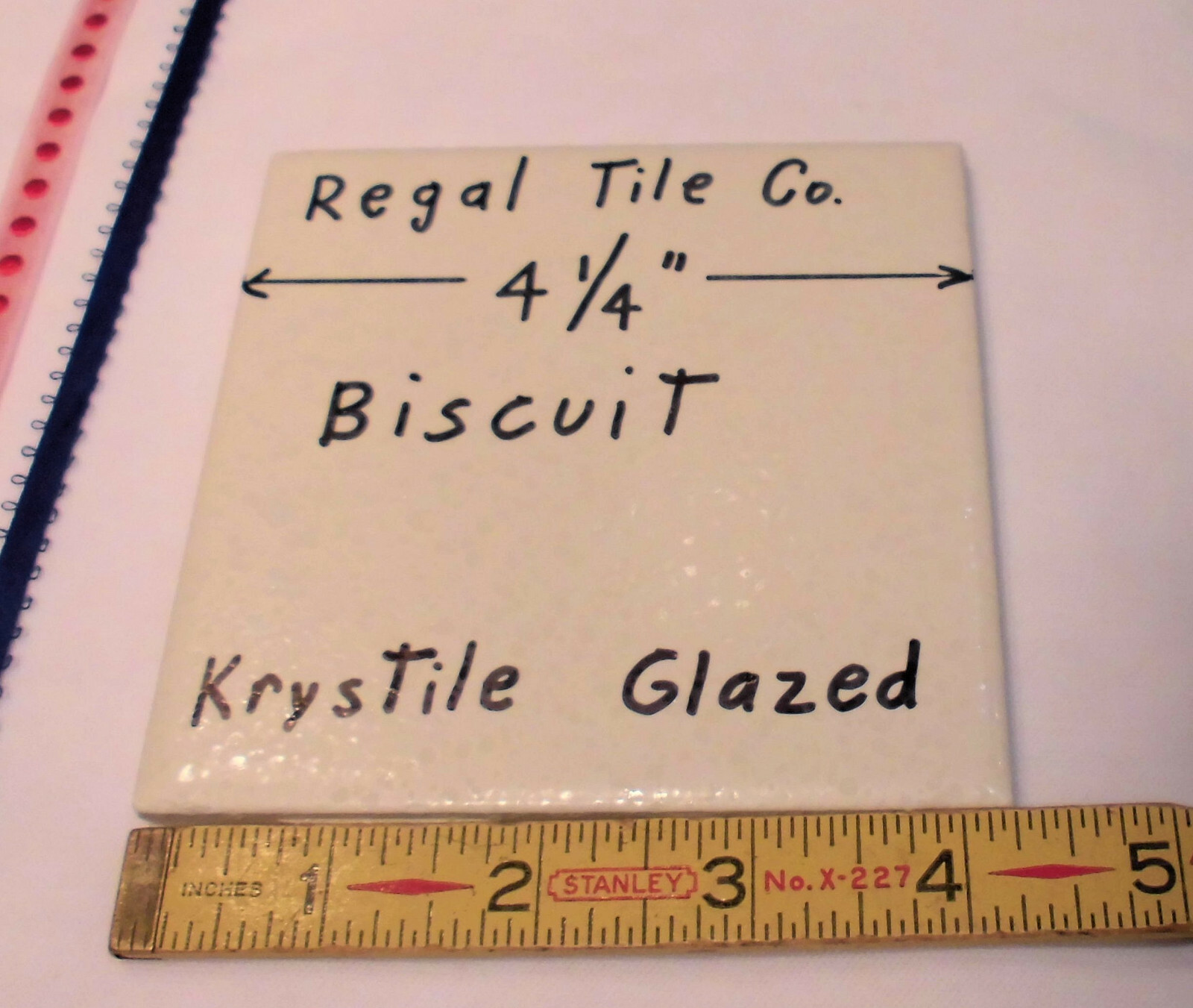 1 pc. Ceramic Tile *Biscuit* Krystile Glazed 4-1/4″ by Regal Co. Crystal NEW