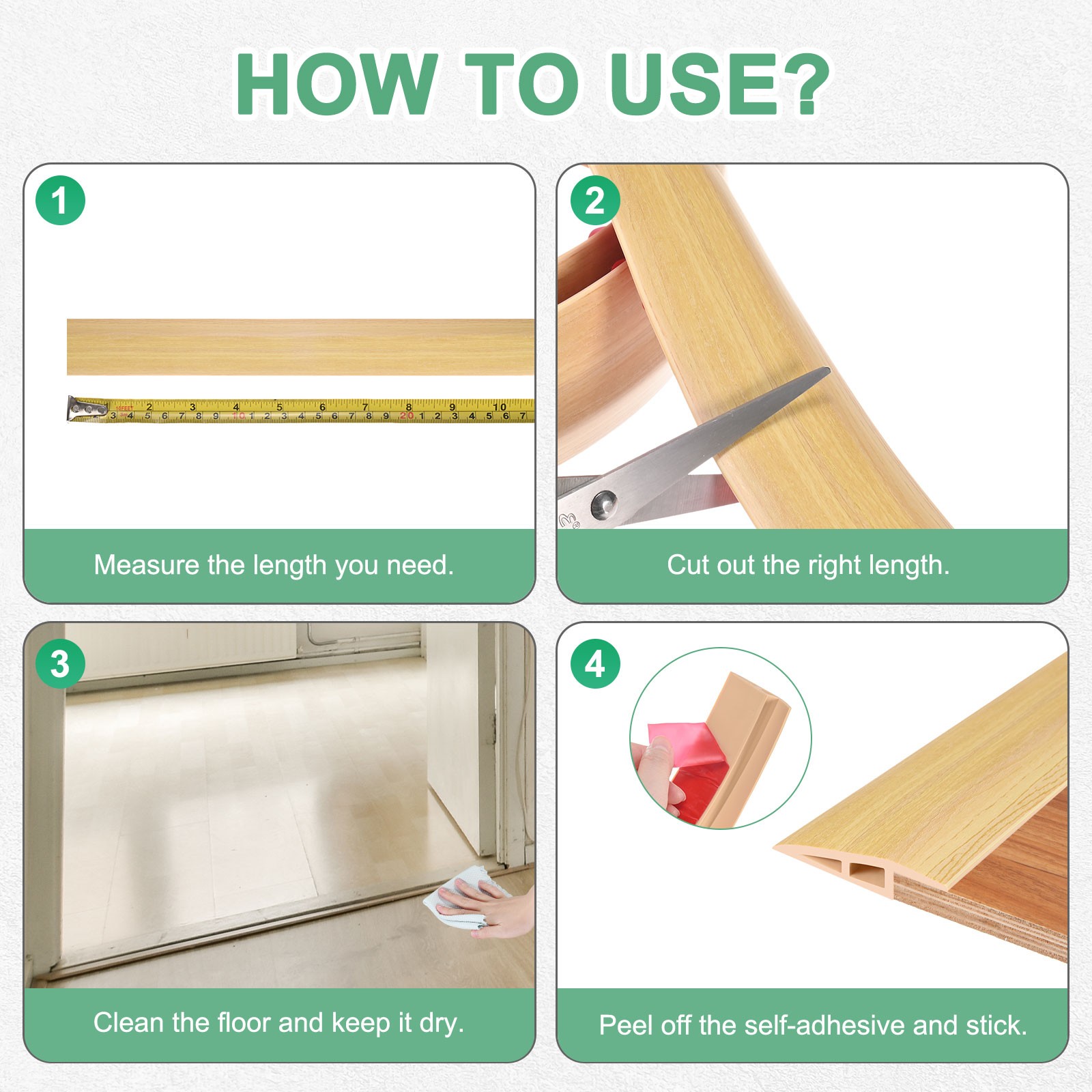 Floor Transition Strip, Floors Heights Within 3/5Inch(15mm)[Raw Wood Grain]