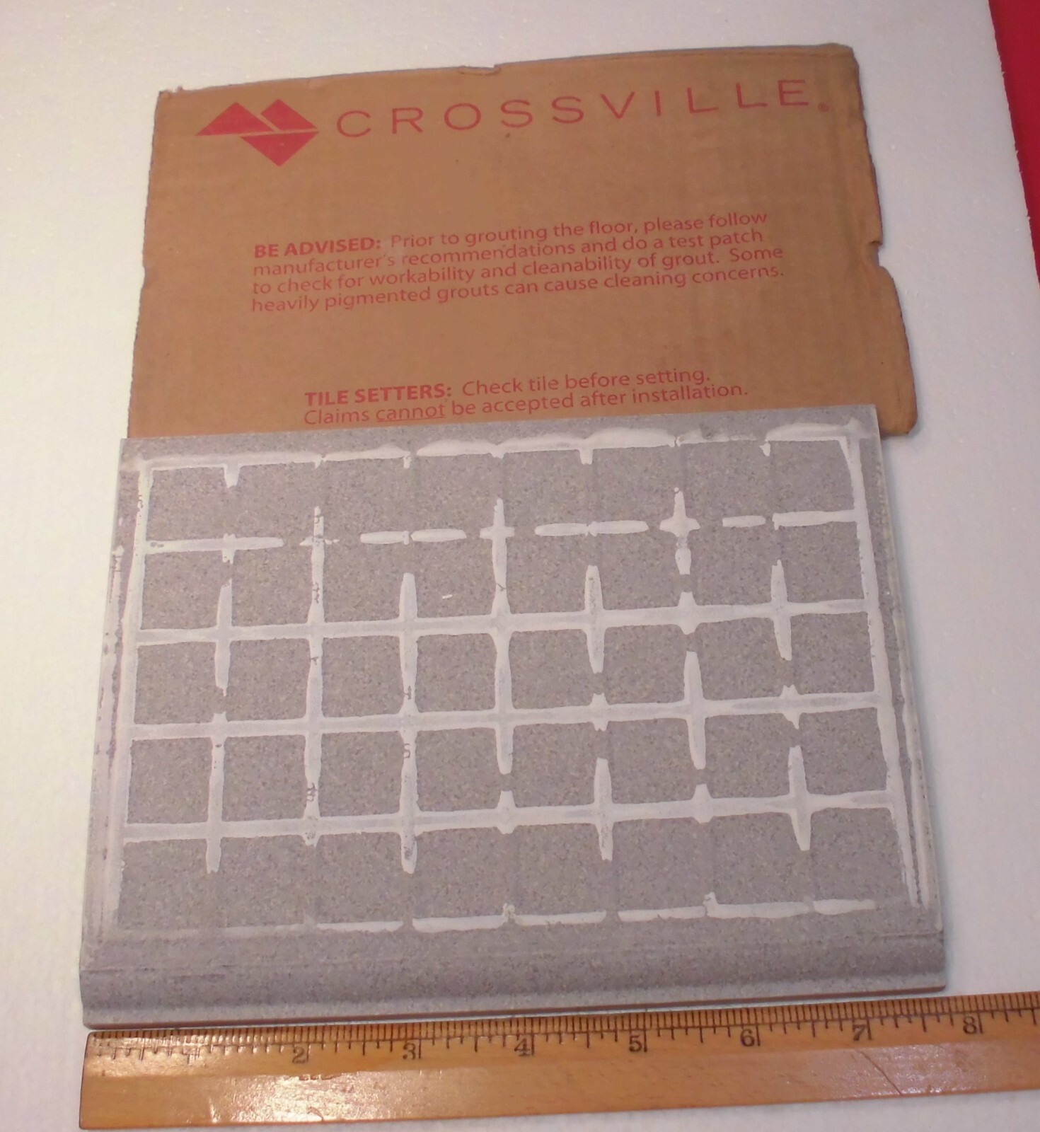 1 pc. Speckled Grays: Cove-Base Ceramic Tile, matte 7-3/4″ X 5-7/8″ Bullnose Top