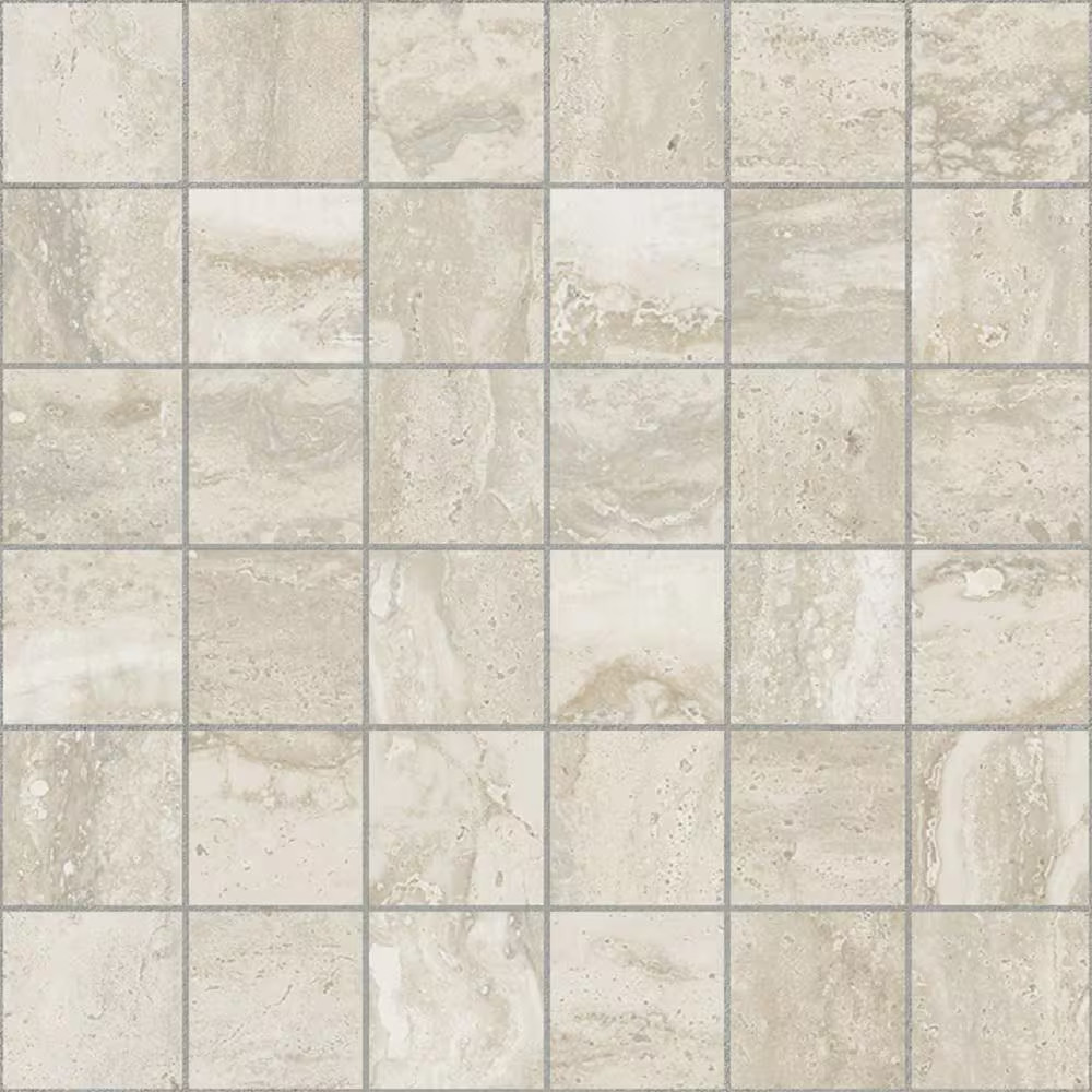Essential Travertine Cream 11.81 In. X 11.81 In. Matte Porcelain Mosaic Tile (0.