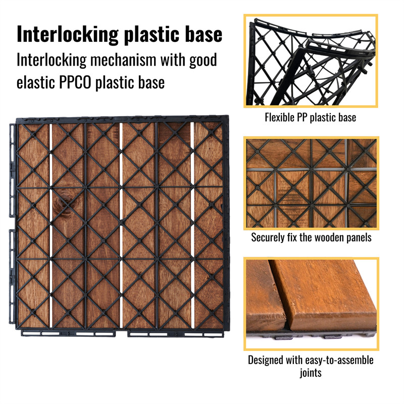10/20/30PCS Interlocking Deck Tiles Wood Flooring Balcony Patio Paver 12″ *12″
