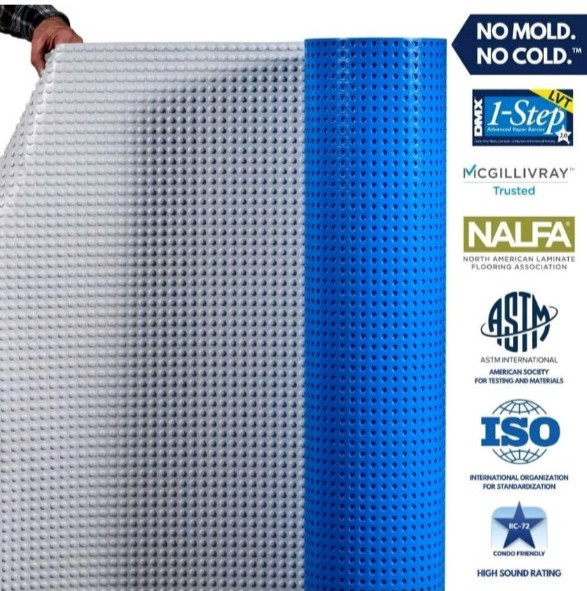 DMX 1-STEP Flooring Underlayment 29’L x 42″W Moisture Resistant Blue (100 Sq.Ft)