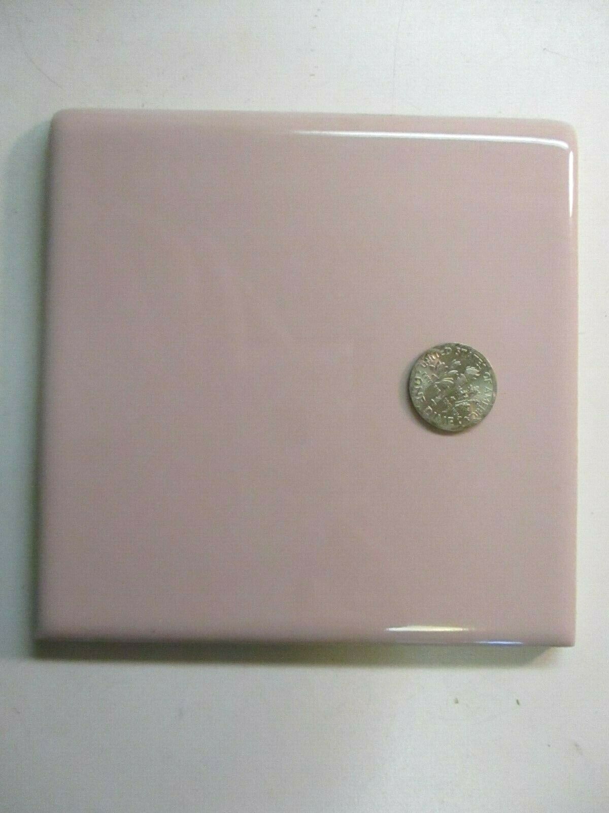 1 Bullnose Wall Tile Mannington MCT USA 4-3/8″ Sq Ceramic Pink Heather Gloss Vtg