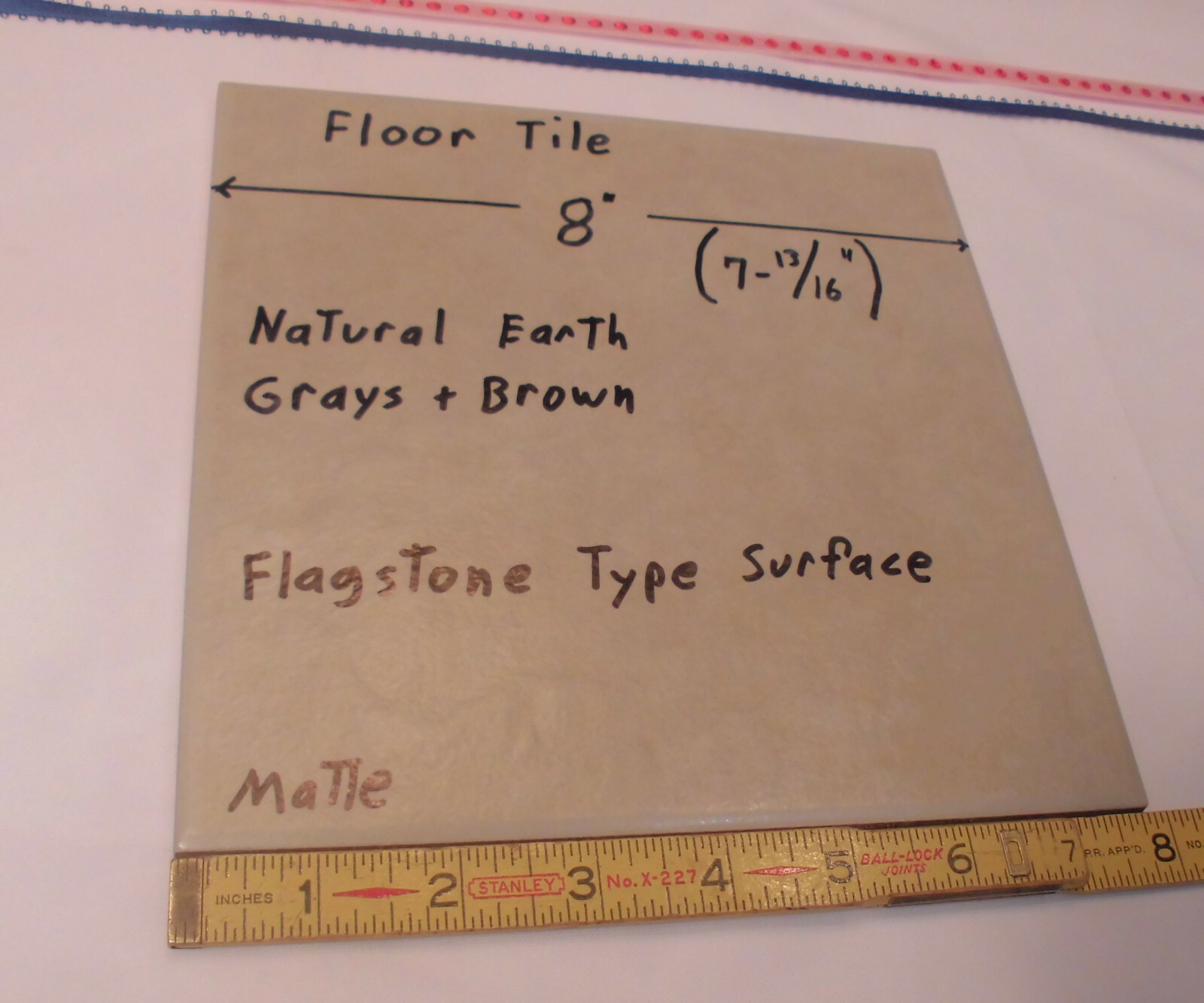 1 pc. 8″ Ceramic/Porcelain Floor Tile “Brown & Gray” Medium Flagstone Textured