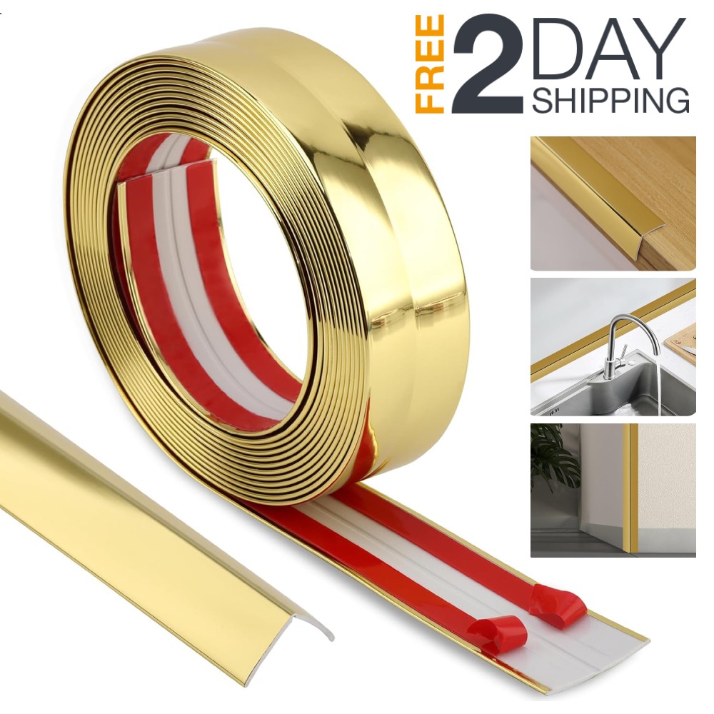 Gold Peel And Stick 16.4 ft x 1.6 Inch Wall Moulding Frames For Kitchen Bathroom