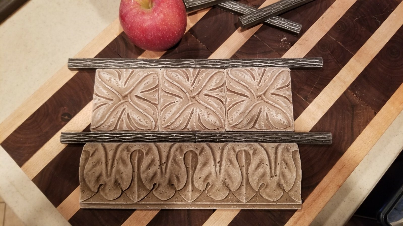 Basket Weave Pewter Tile Pencil Liner Metal Border. Brushed nickel satin finish.