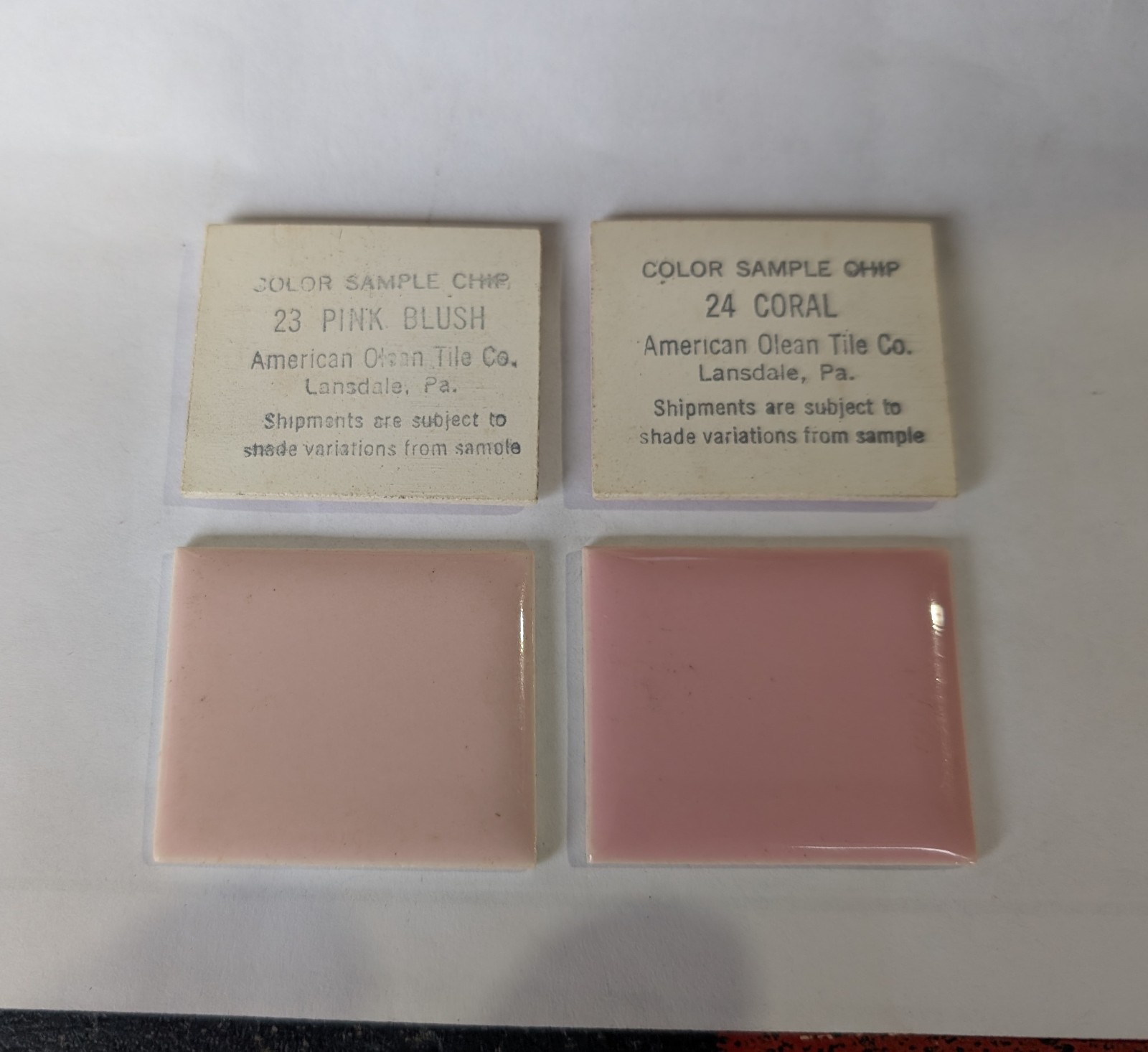 1 pc Ceramic Tile #23 Pink Blush American Olean Bullnose 6×6 S4669 Thin Set