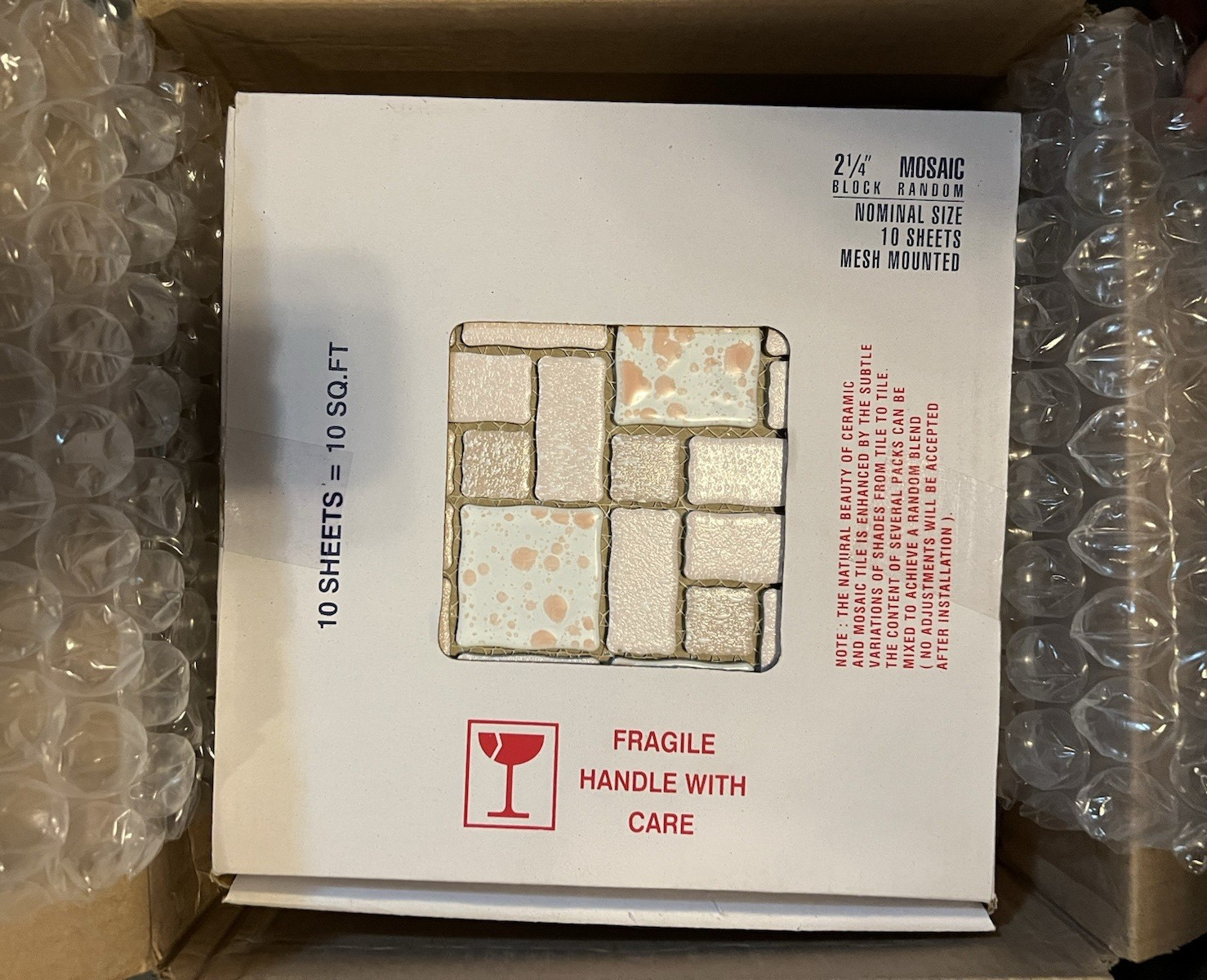 NEW Academy Pink Porcelain Mosaic Tiles 10 Sq Ft * Wall or Floor Tiles