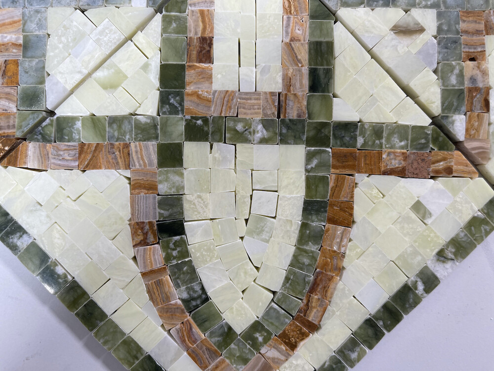 B0011CP Marble Mosaic Border Accent Tile Romanze Green Jade 5.9×5.9 Polished