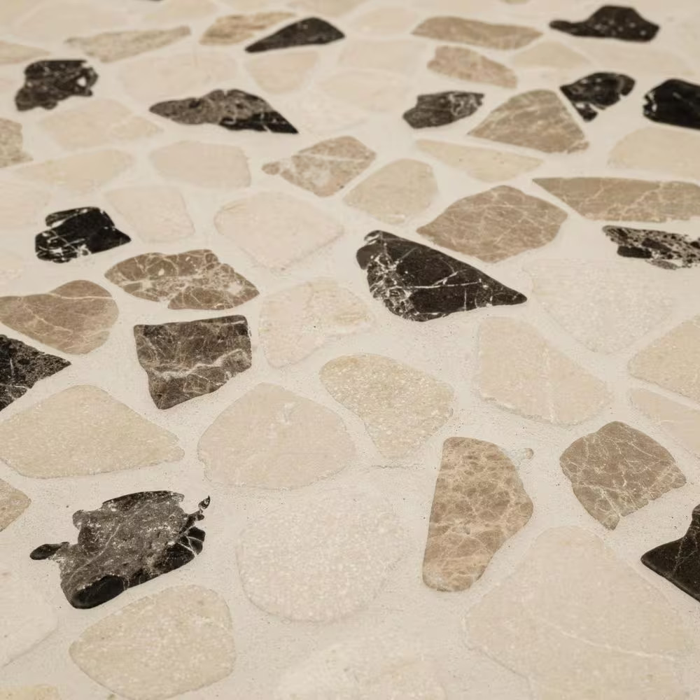 Mix Marble Pebbles 11.42 In. X 11.42 In. X 10 Mm Tumbled Marble Mosaic Tile (9 S