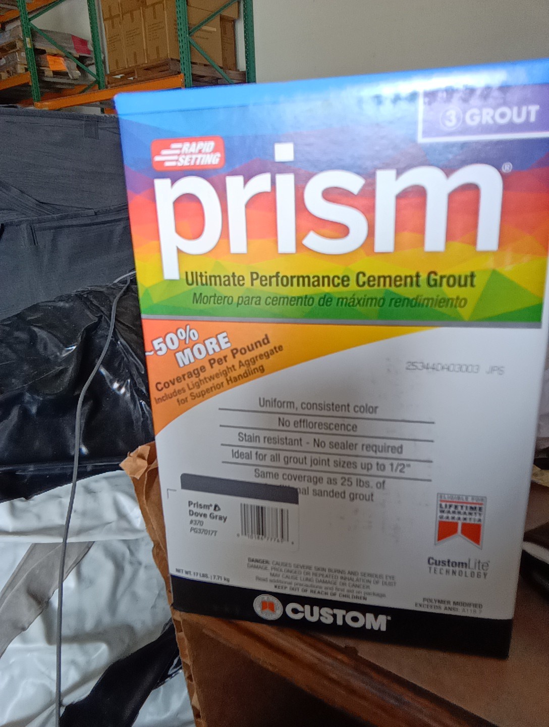 Prism #09 Natural Gray 17 lb. Ultimate Performance Grout, Custom Buiding Product