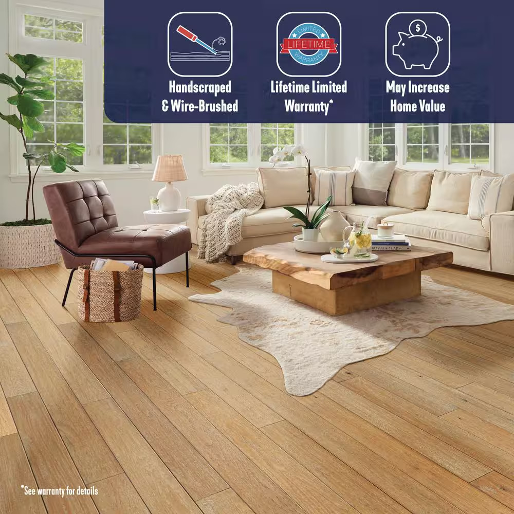 American Vintage Cozy Living Red Oak 3/4 In. T X 5 In. W Scraped Solid Hardwood