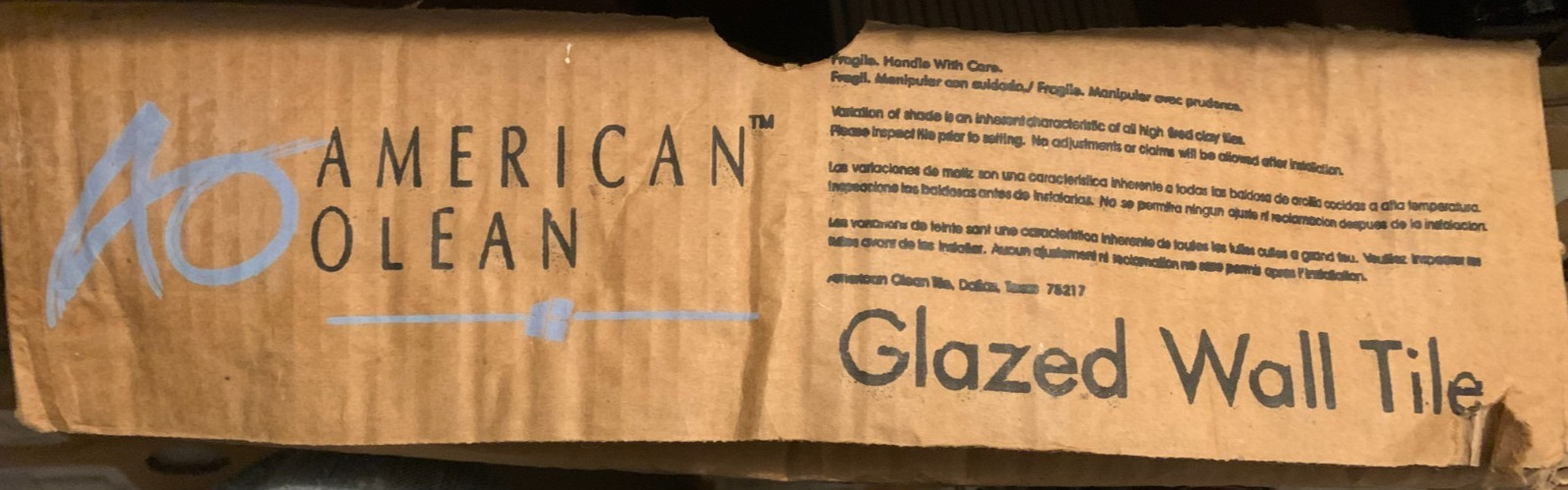Vintage New American Olean Ceramic 4 1/4″ x 4 1/4″ Gloss Almond #0012 Bullnose