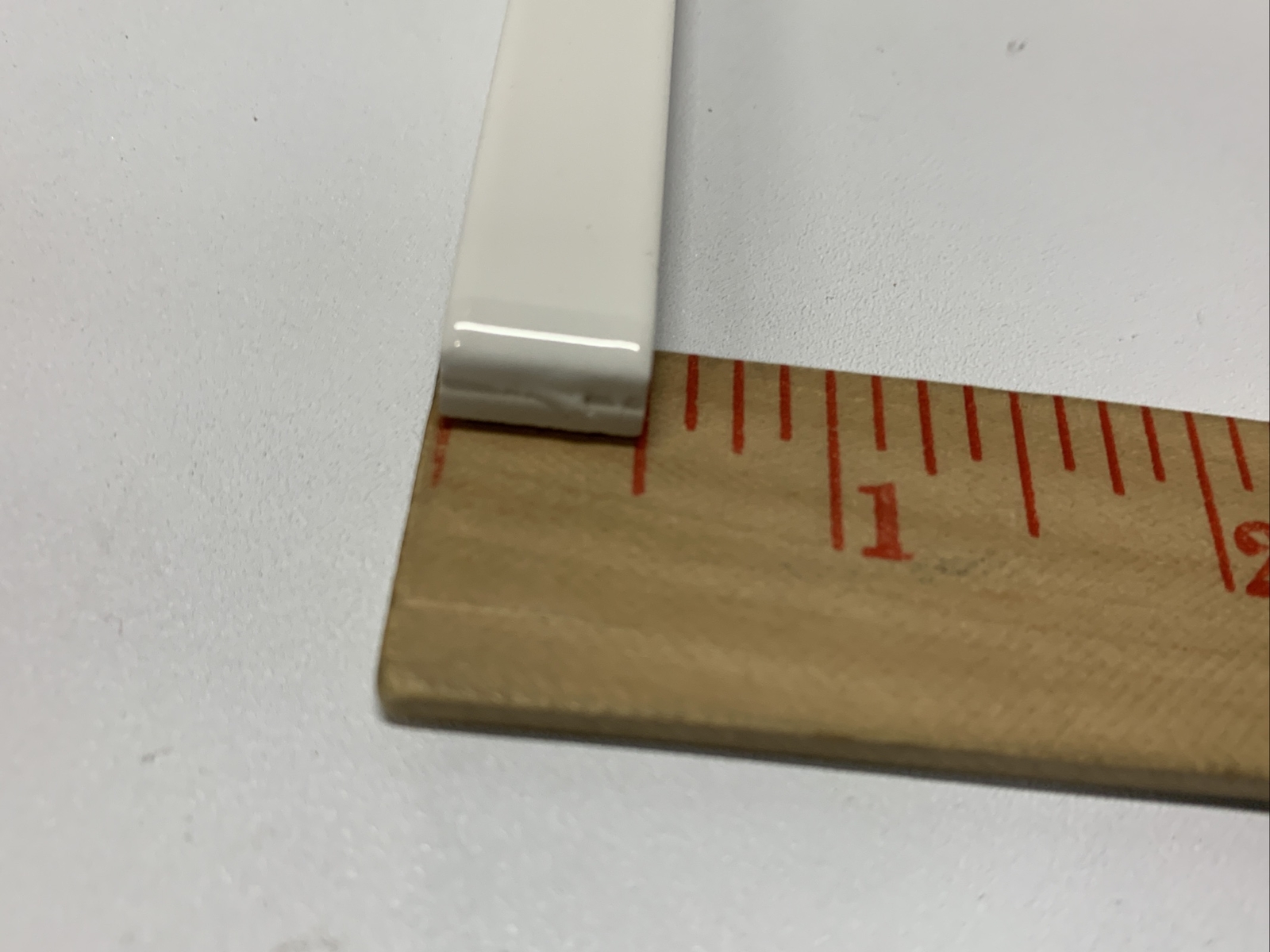 White Ceramic Pencil Edge Tile Liner 6×1/2 Vintage FT Mid Century Modern Ice