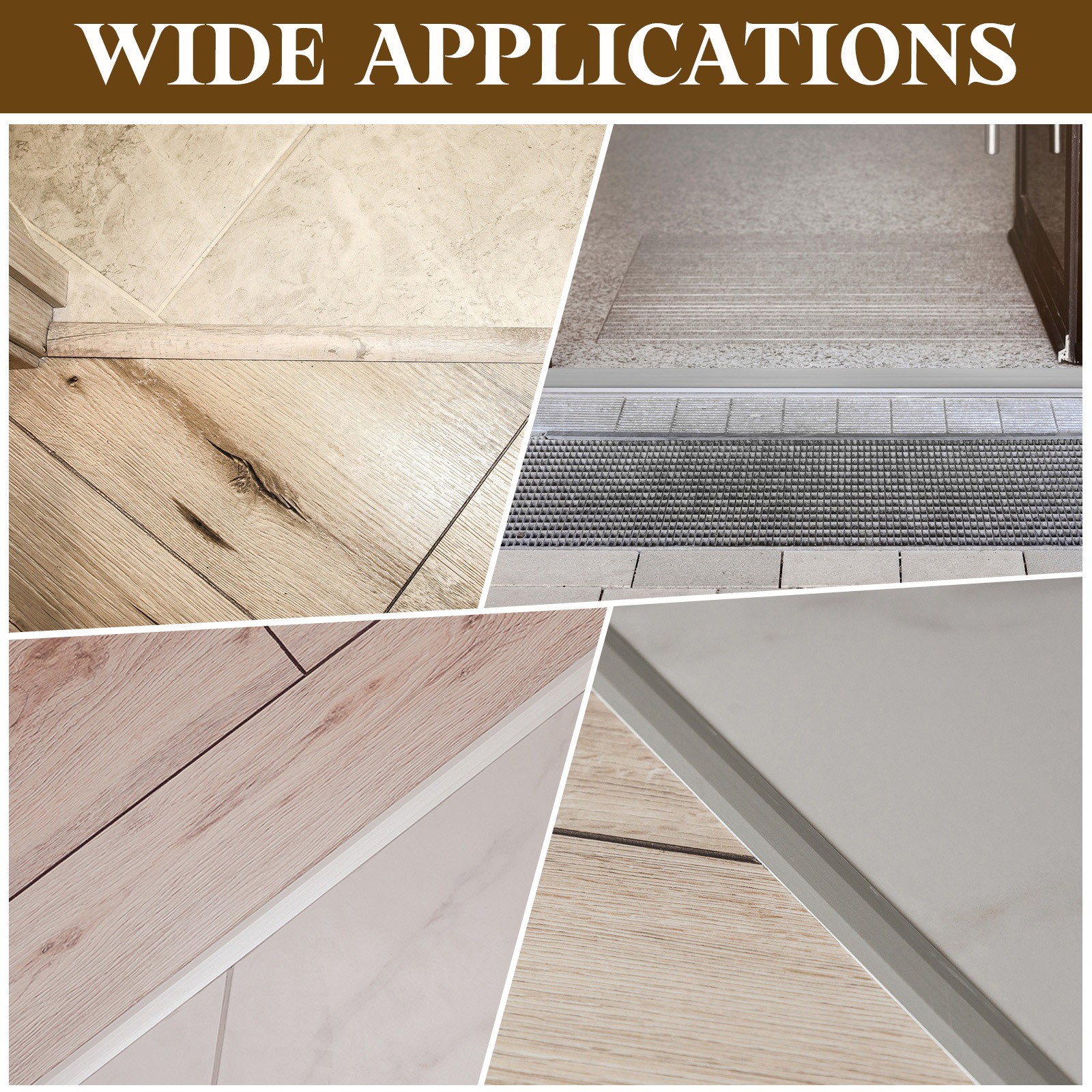 T-Molding Transition Strip 19.69 Ftx1.57″ Flooring Edging Trim Gray,
