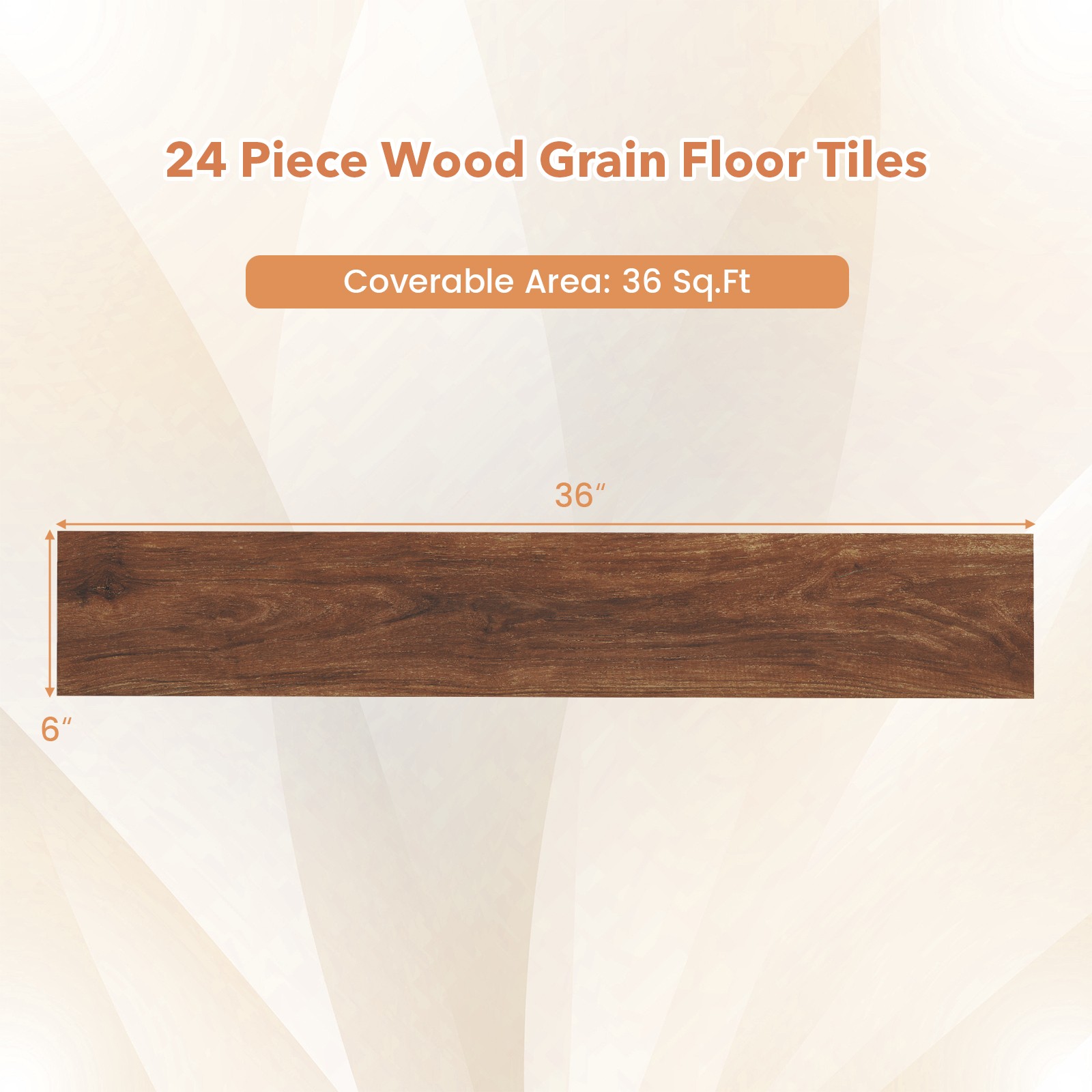 24-Pack 36 Sq.Ft Floor Tile Vinyl Flooring Waterproof Vinyl Plank Flooring