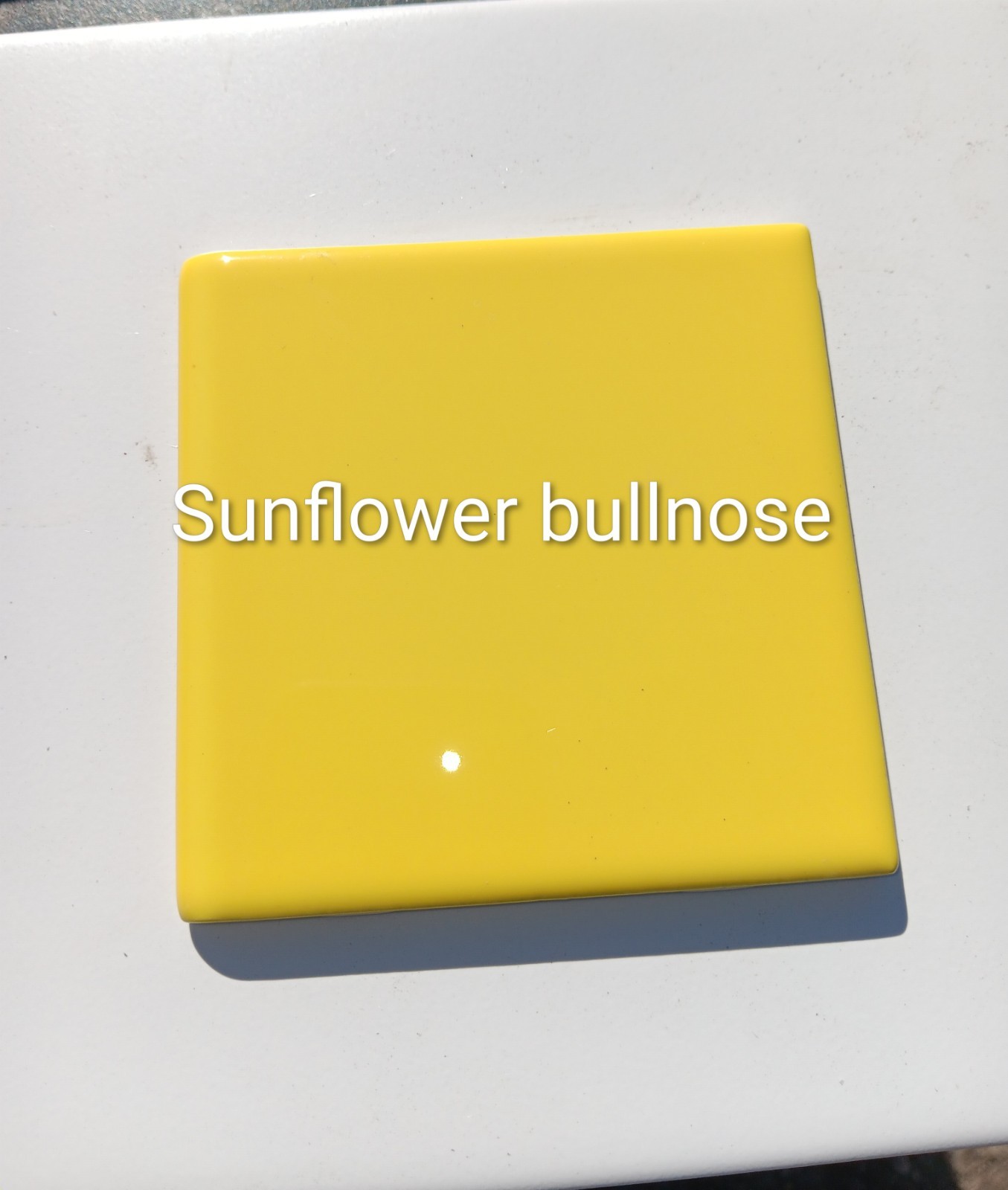24 Tiles (3 ft²) – Glossy Yellow 4×4 Ceramic Subway Tile.. Bullnose