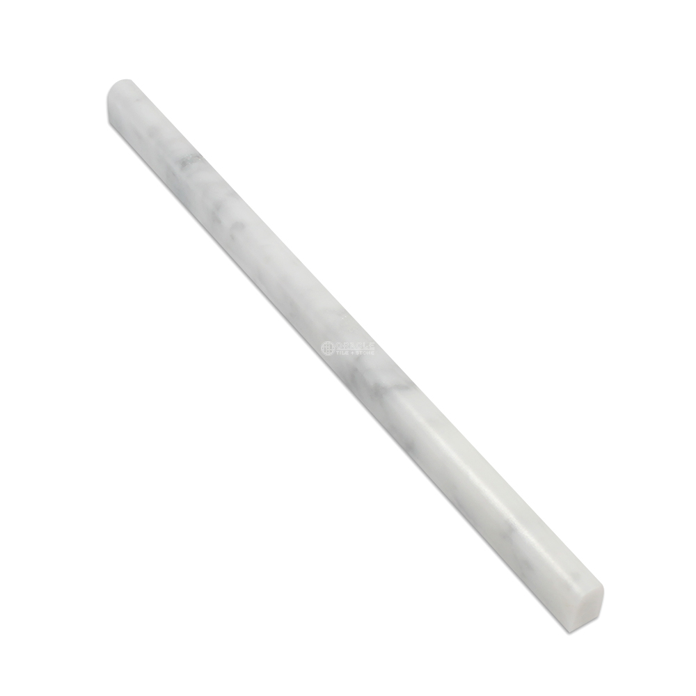 Carrara White Italian (Bianco Carrara) Marble 1/2 X 12 Pencil Liner Trim Molding