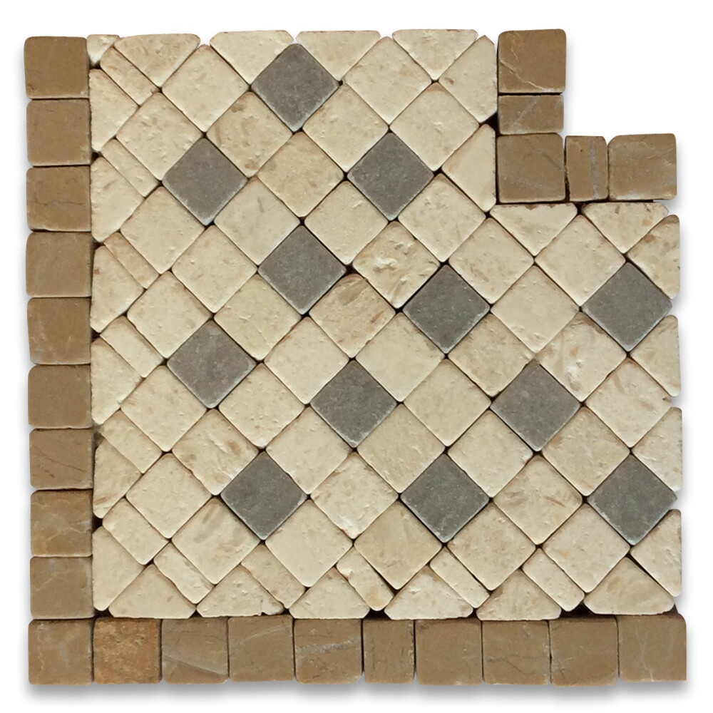 B3161CT Marble Mosaic Border Decorative Accent Tile Inca 3.25×3.25 Tumbled