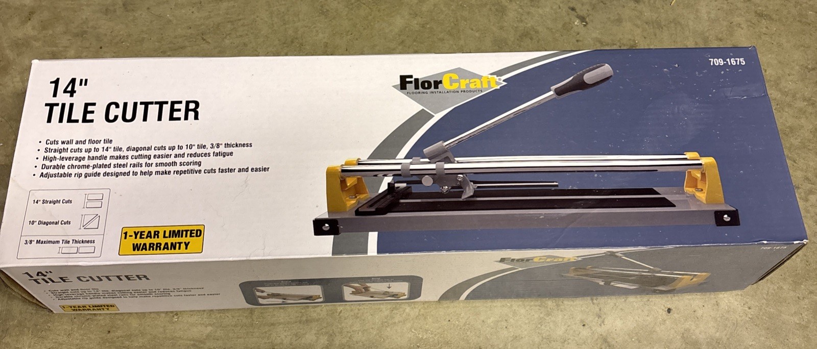 Florcraft 14″ Manual Tile Cutter – Ceramic & Porcelain Cutting Tool | Open Box