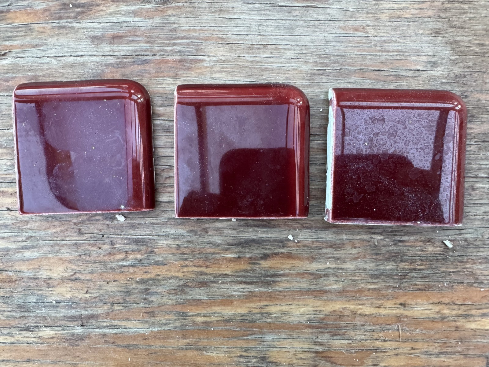 Vintage Mid Century Gladding McBean Pink & Burgundy ceramic tiles various sizes