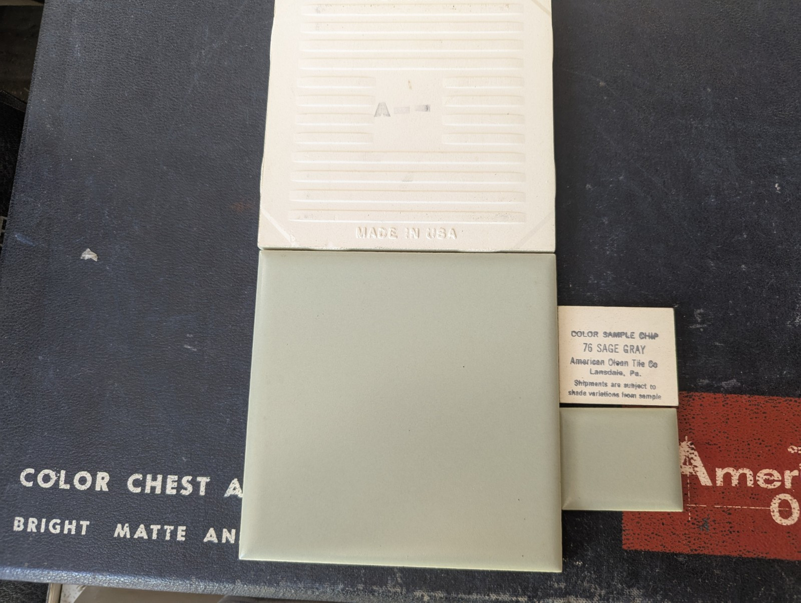 2 pcs of American Olean Ceramic Tile 4 1/4″ Matte Satin “Sage Gray” number 76