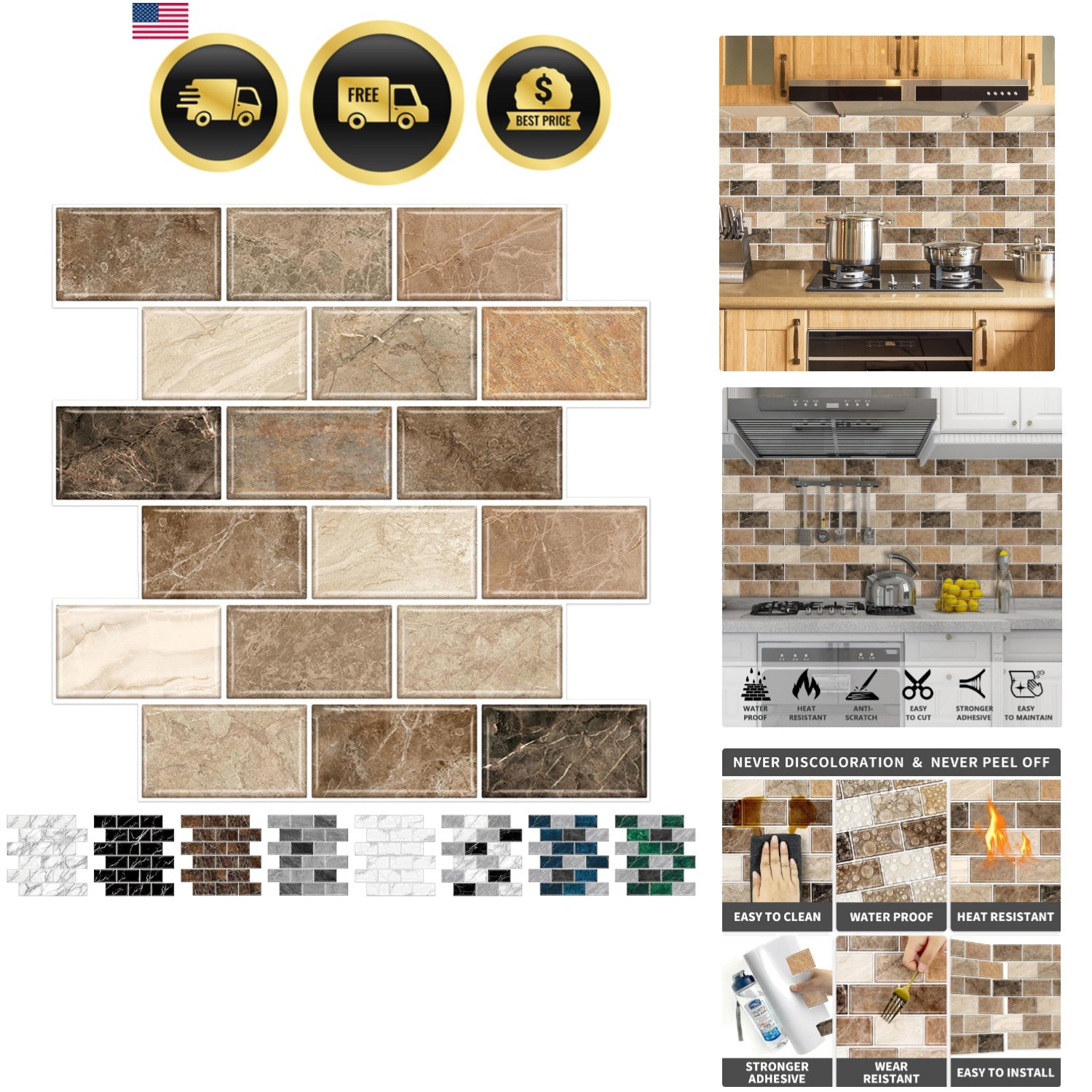 10-Sheet Stick on Backsplash for Kitchen,12″x12″ Peel and Stick Self Adhesive…