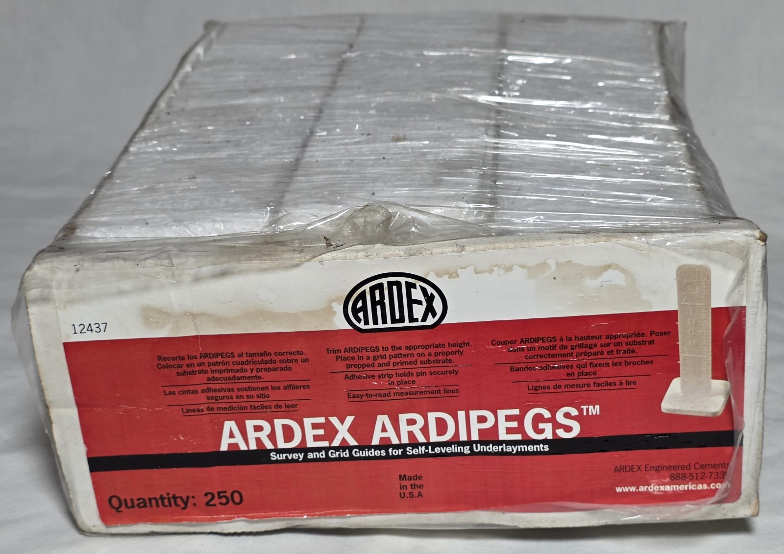 Ardex Ardipeg Self-Leveling Pins , 2 1/2” (64 mm), Tile Leveler Spacers, 380 Pcs
