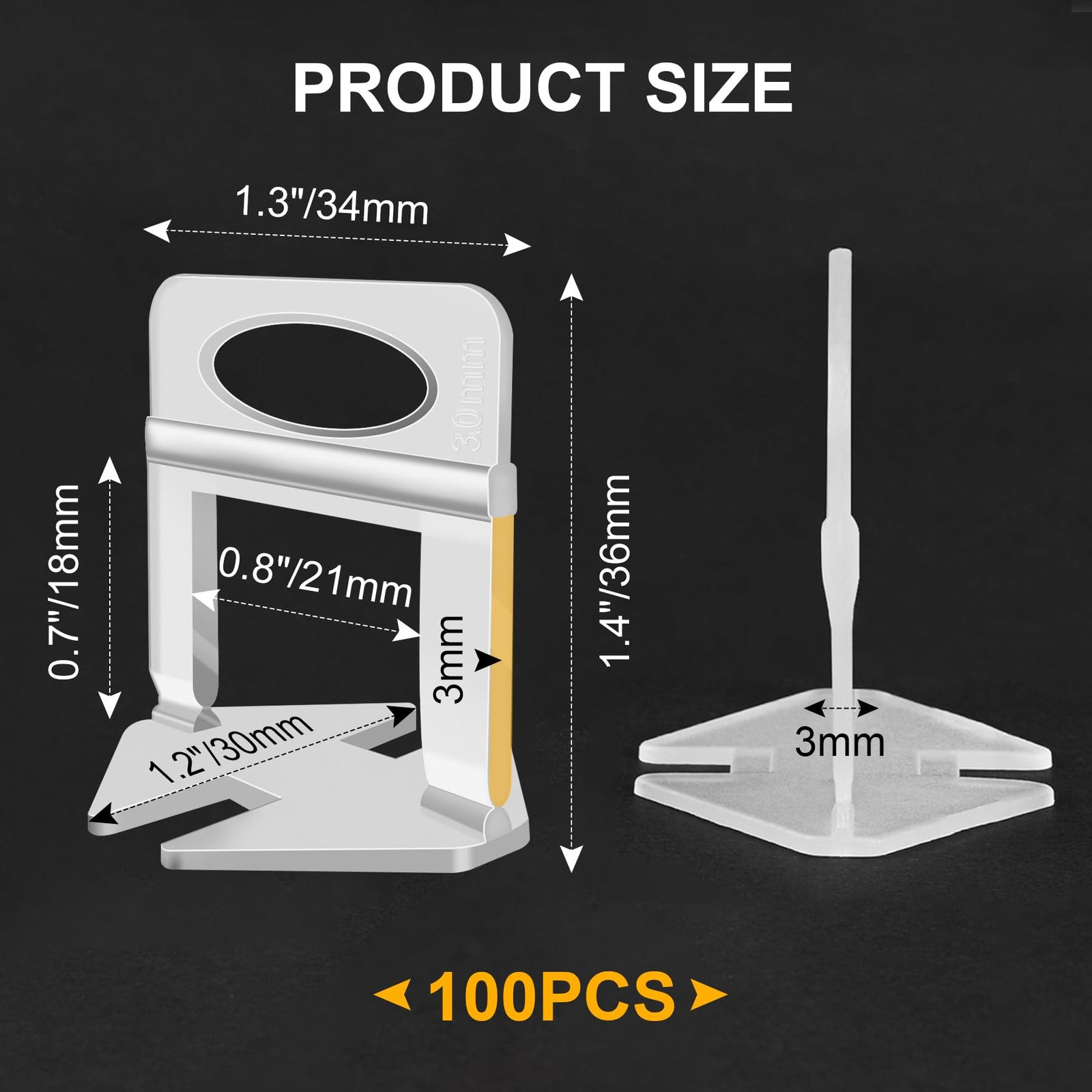Tile Leveling System Clips 1/8 Inch (3mm) 100Pcs Tile Spacers Leveling Clips …
