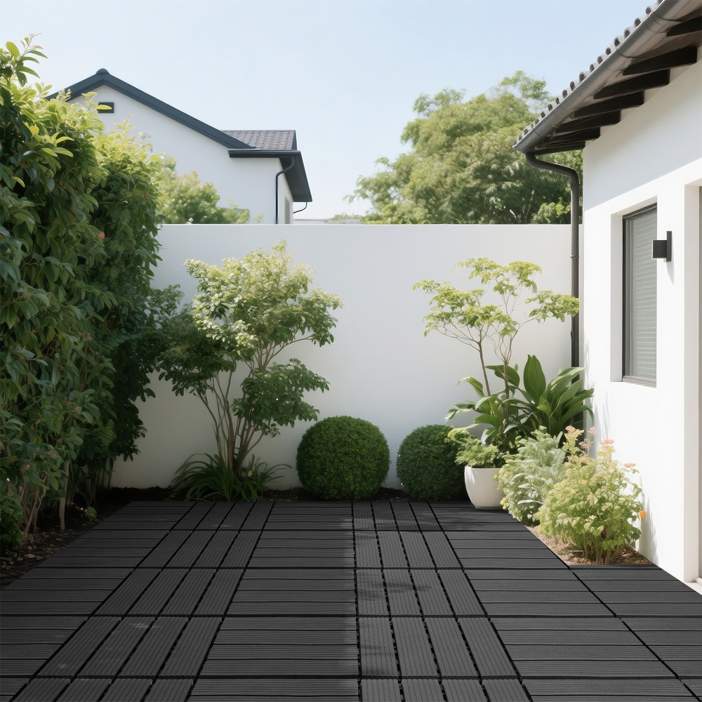 44x Plastic Interlocking Decking Tiles Terrace Decking Tiles, 12 X 12 Inches