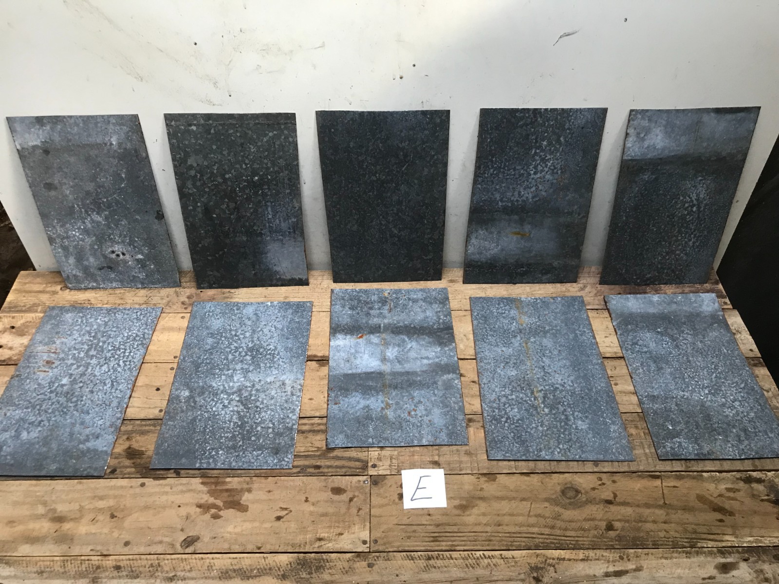 10 Rusty Galvanized Patina Sheet Metal 12″ x 7 1/2 – 8″ Wall Tile Art Garden (E)