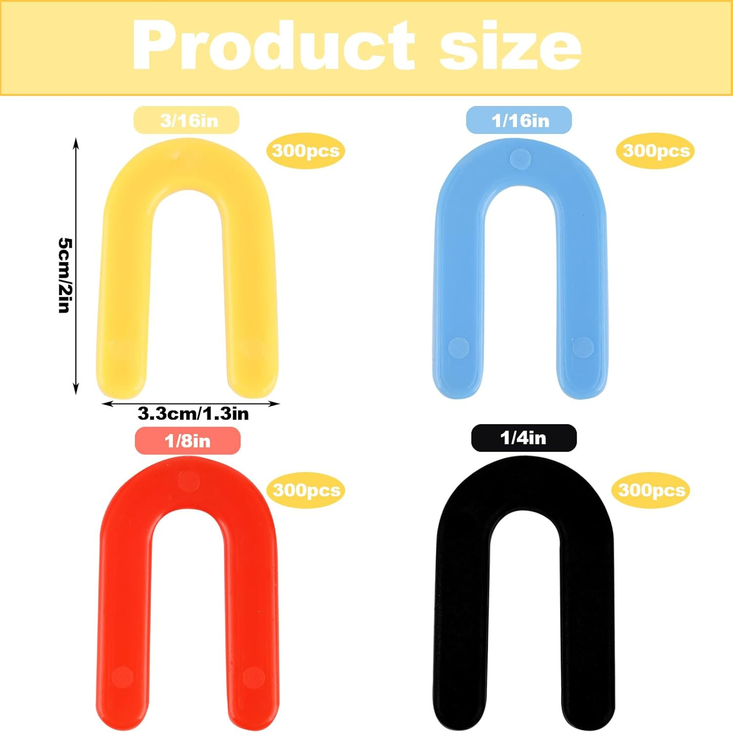 1200PCS Plastic Horseshoe Shims for Leveling – Various Sizes and Colors